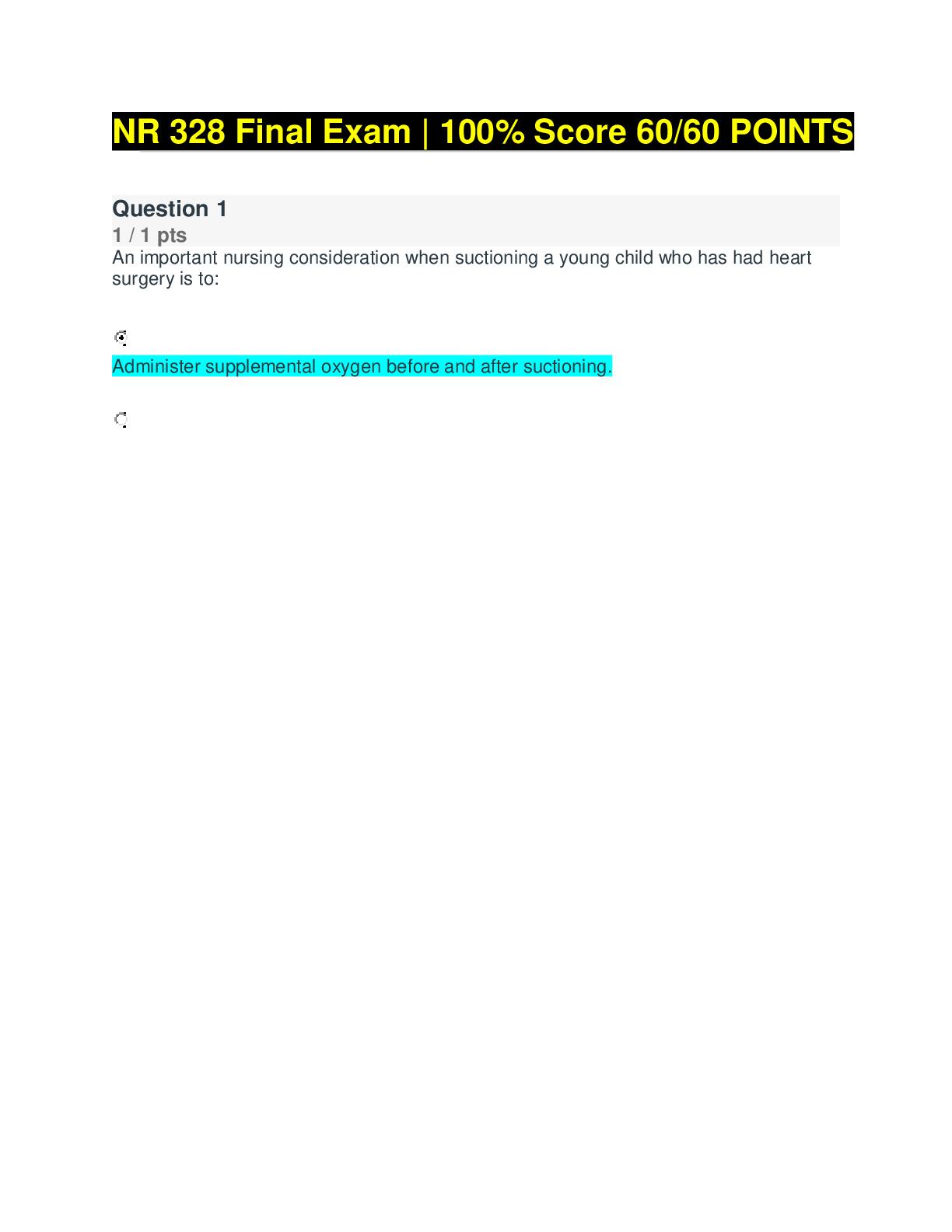 Preview of NR 328 Final Exam | 100% Score 60/60 POINTS | Already Graded A
