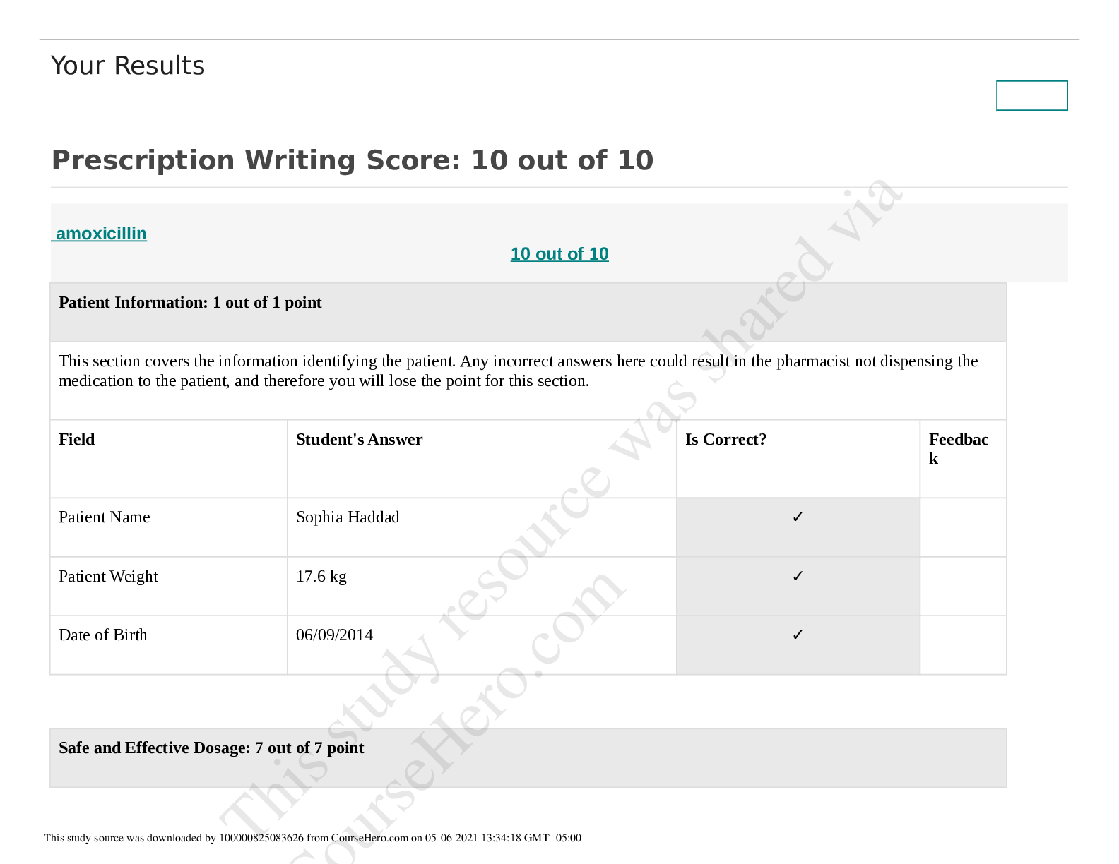 Preview image for Focused Exam Pediatric GAS Pharyngitis Results Rx writing scored 100%
