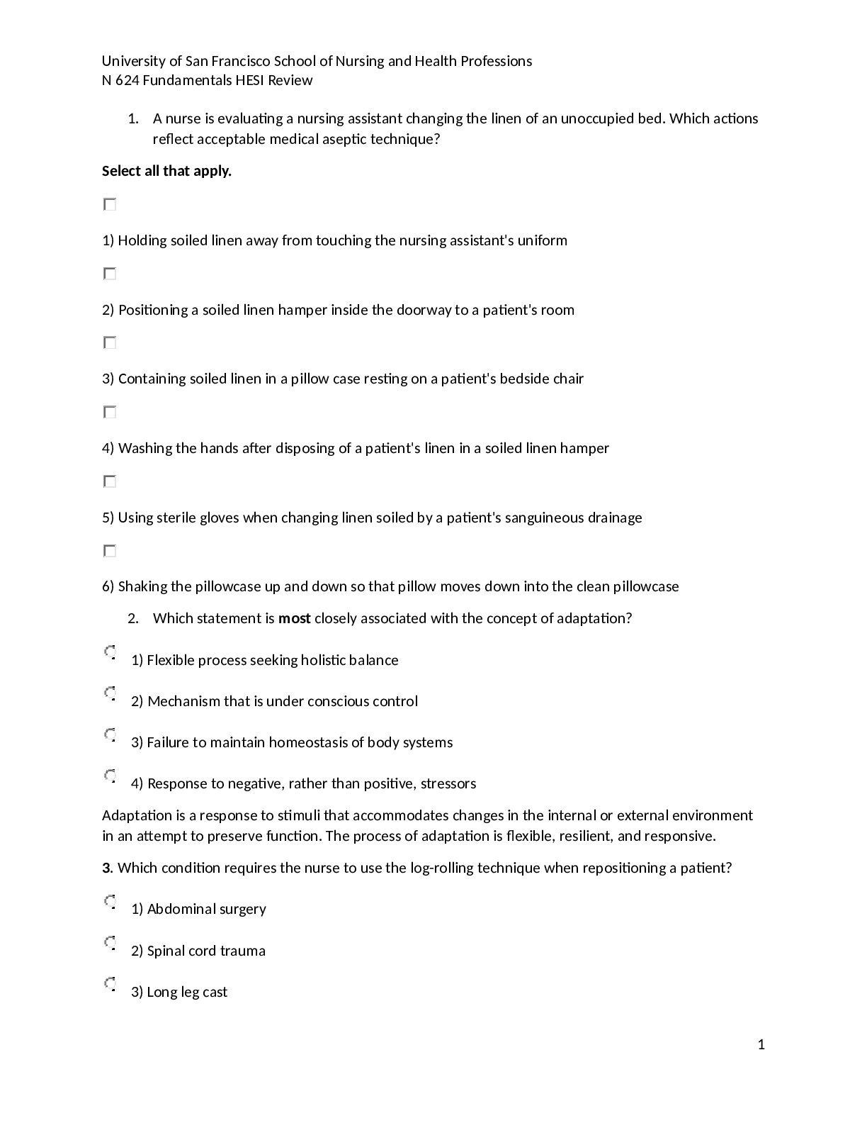 Preview image for NURS 624 Fundamentals HESI Prep and Practice Questions with answers download to score A