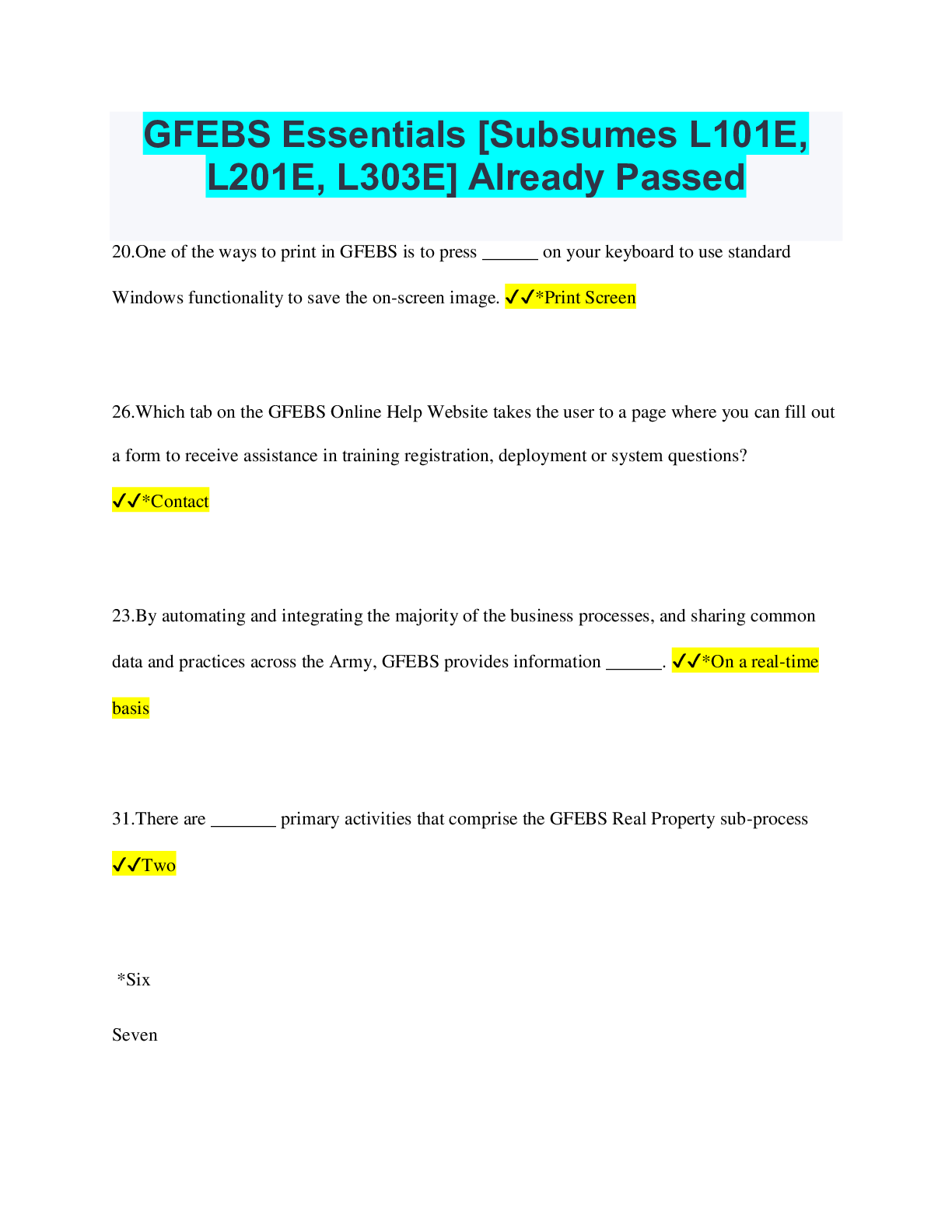 GFEBS Essentials [Subsumes L101E, L201E, L303E] Already Passed ...