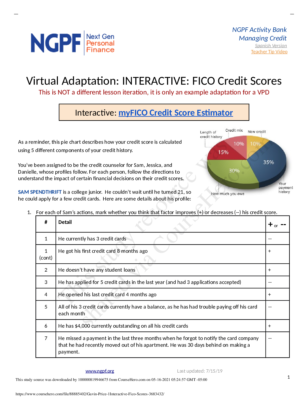 Preview image of Virtual Adaptation: INTERACTIVE: FICO Credit Scores document