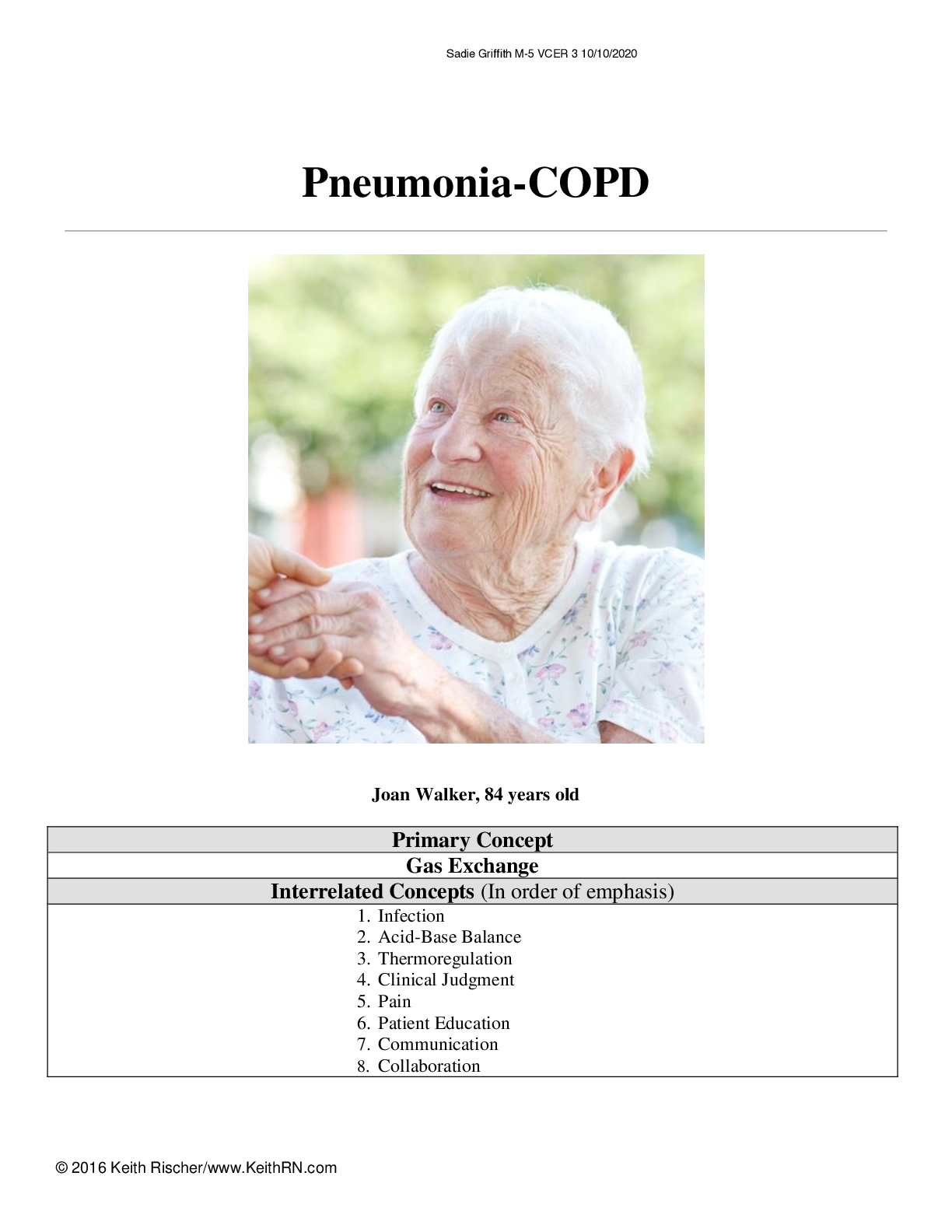 Preview of NUR 518 : Griffith, Sadie STUDENT-Pneumonia/COPD Unfolding Reasoning