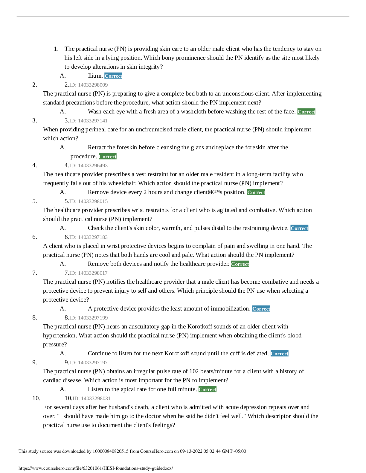Preview image of HESI Foundations Final Exam document