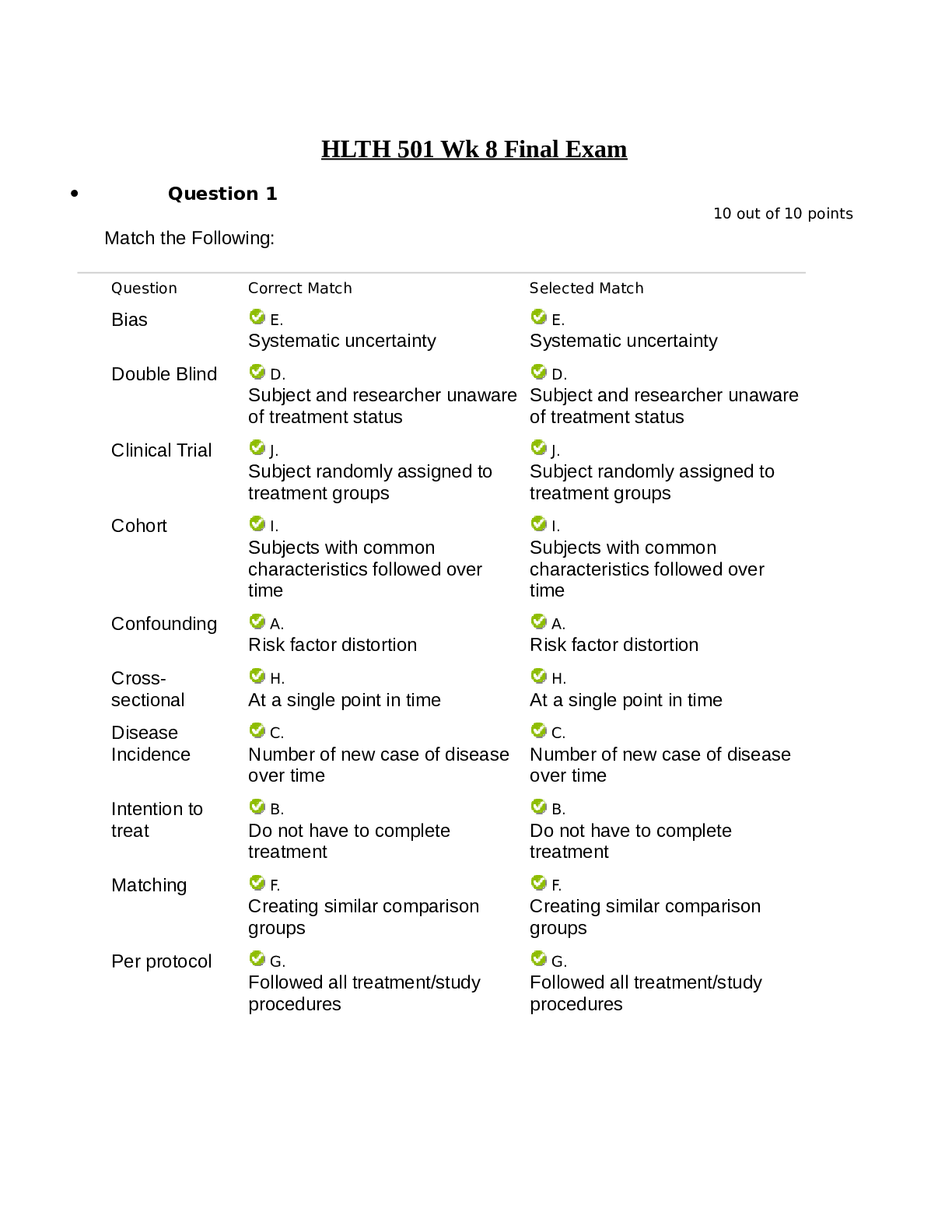 Preview image of HLTH 501 Wk 8 Final Exam document