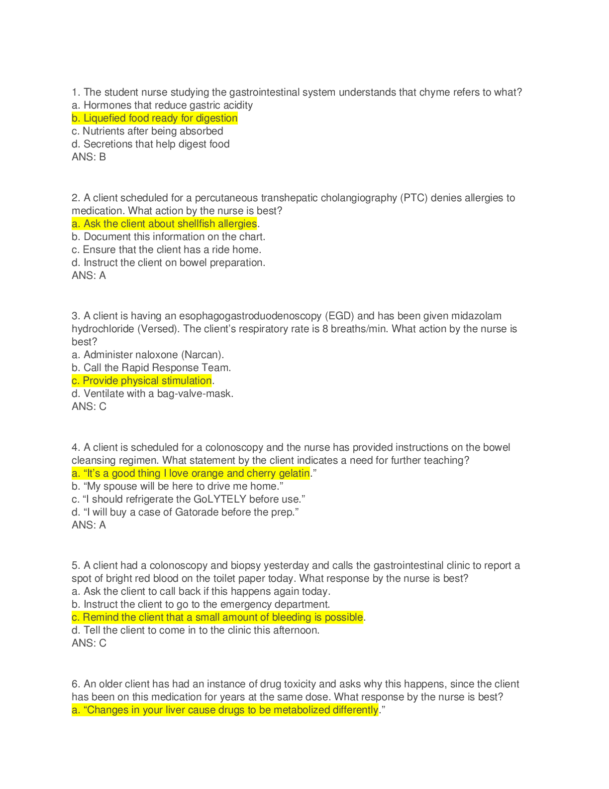 Preview image of NURSING 101 HOME WORK QUESTIONS document