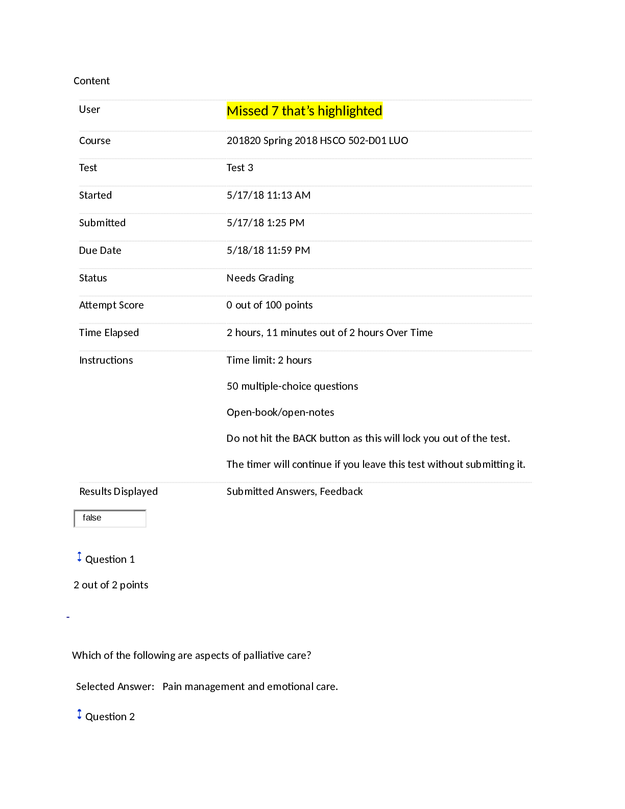 Preview image of HSCO 502 exam 3Liberty University document