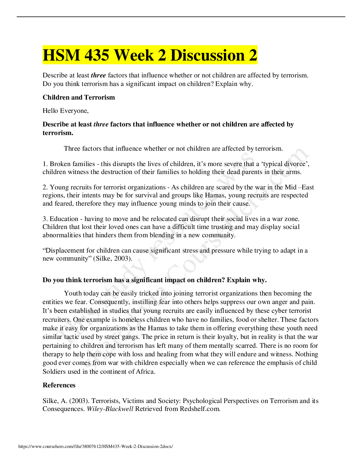 Preview image of HSM 435 Week 2 Discussion 2/COMPLETE SOLUTION document