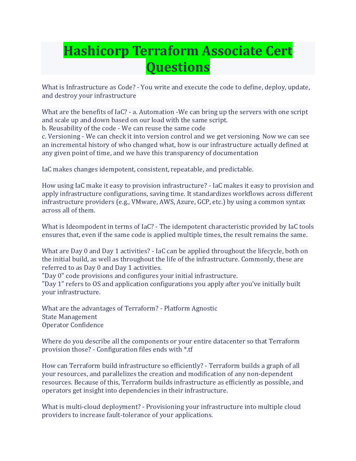 Hashicorp Terraform Associate Cert Questions And Answers ...