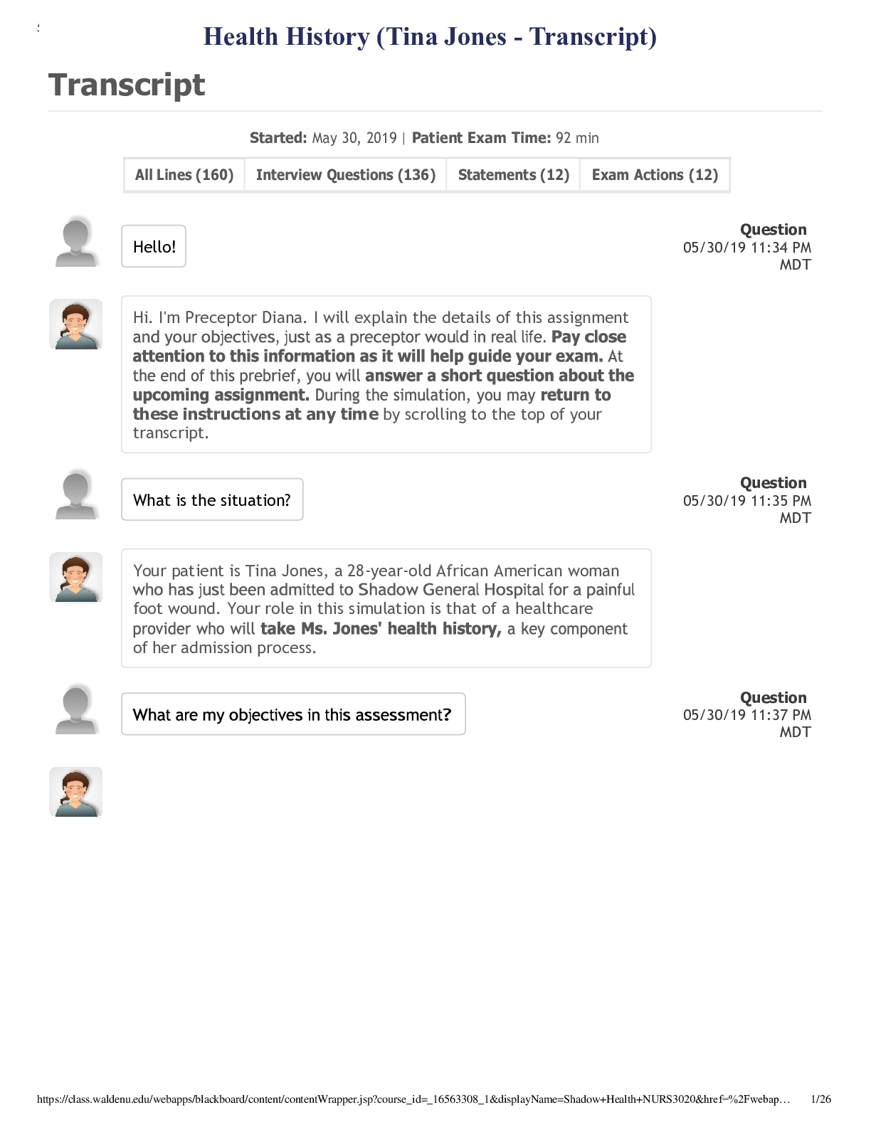 Preview image for Health History (Tina Jones - Transcript)