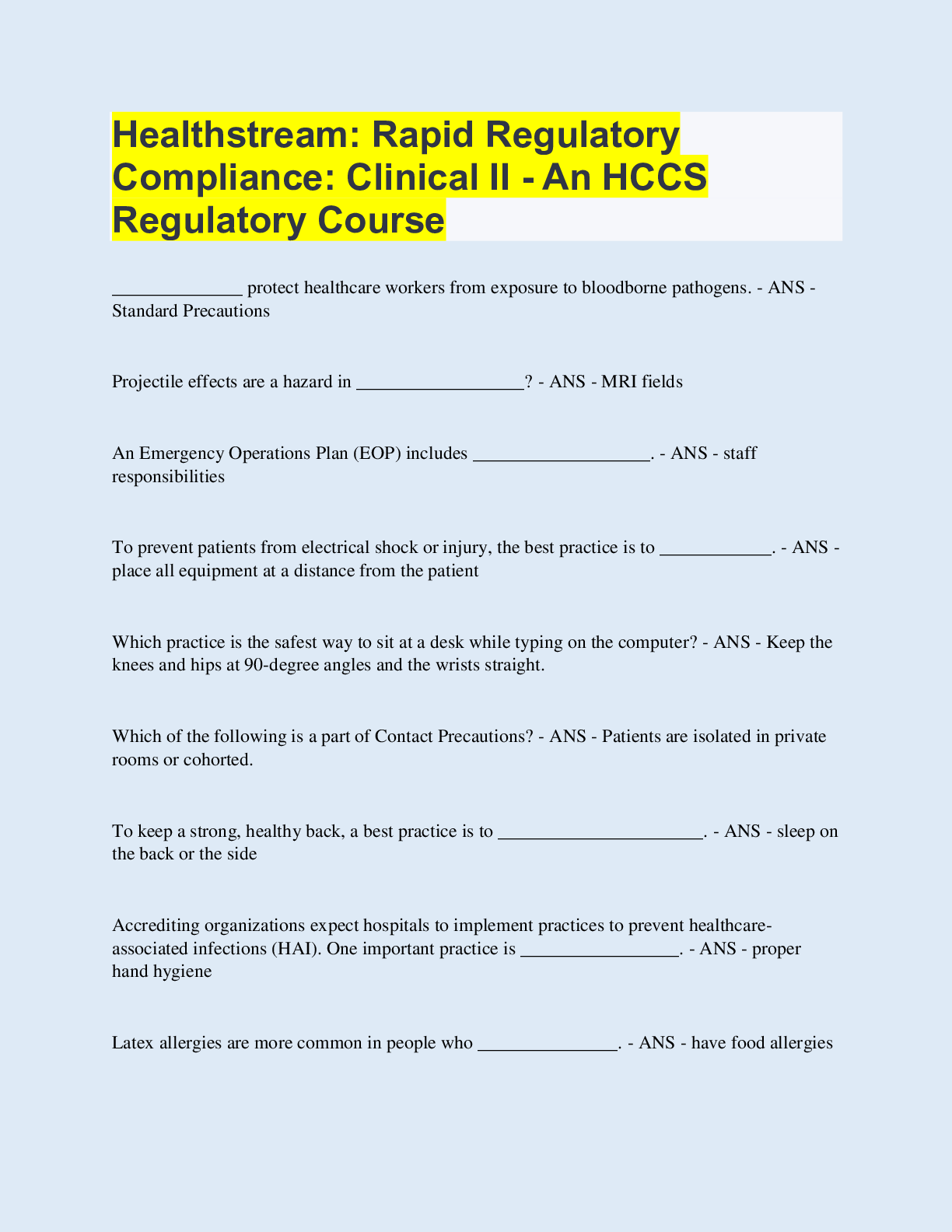 Preview of Healthstream: Rapid Regulatory Compliance: Clinical II - An HCCS Regulatory Course | with