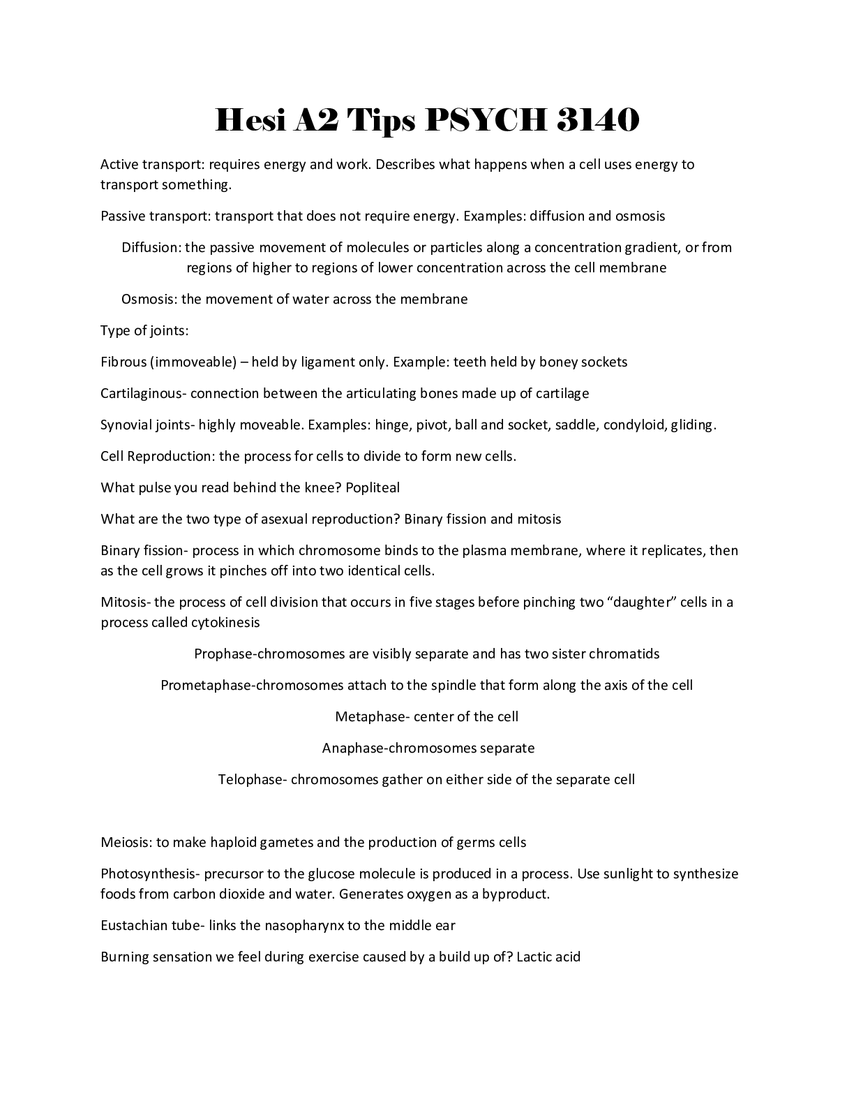 Preview image of LATEST Hesi A2 Tips PSYCH 3140 document