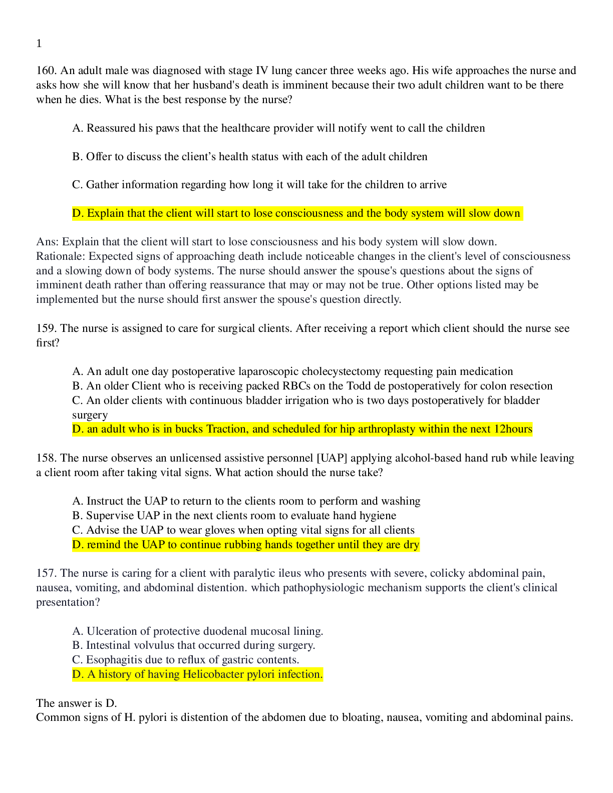 Preview of RNSG 1343 Hesi mid term practice 60 Questions with correct answers