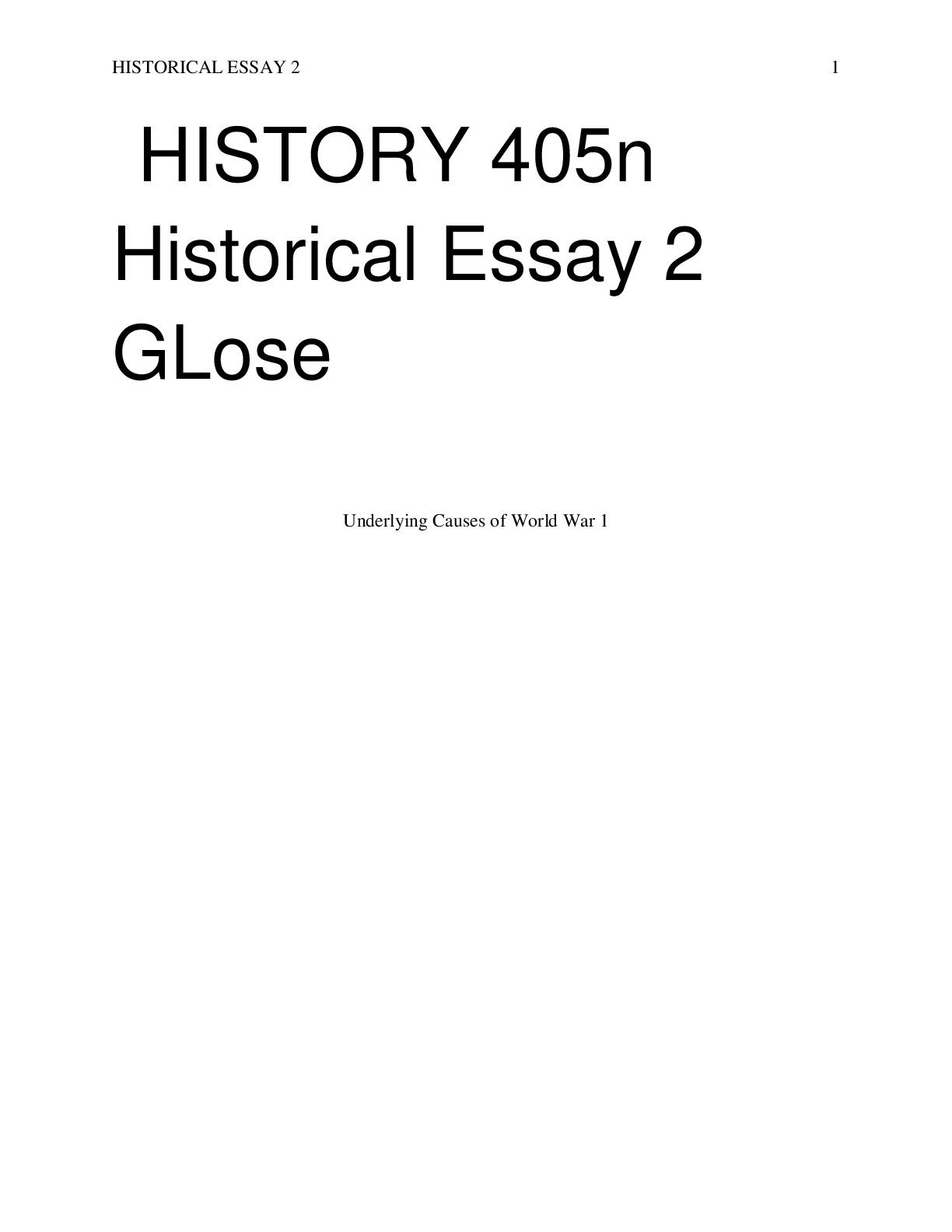 Preview of HISTORY 405n Historical Essay 2 GLose