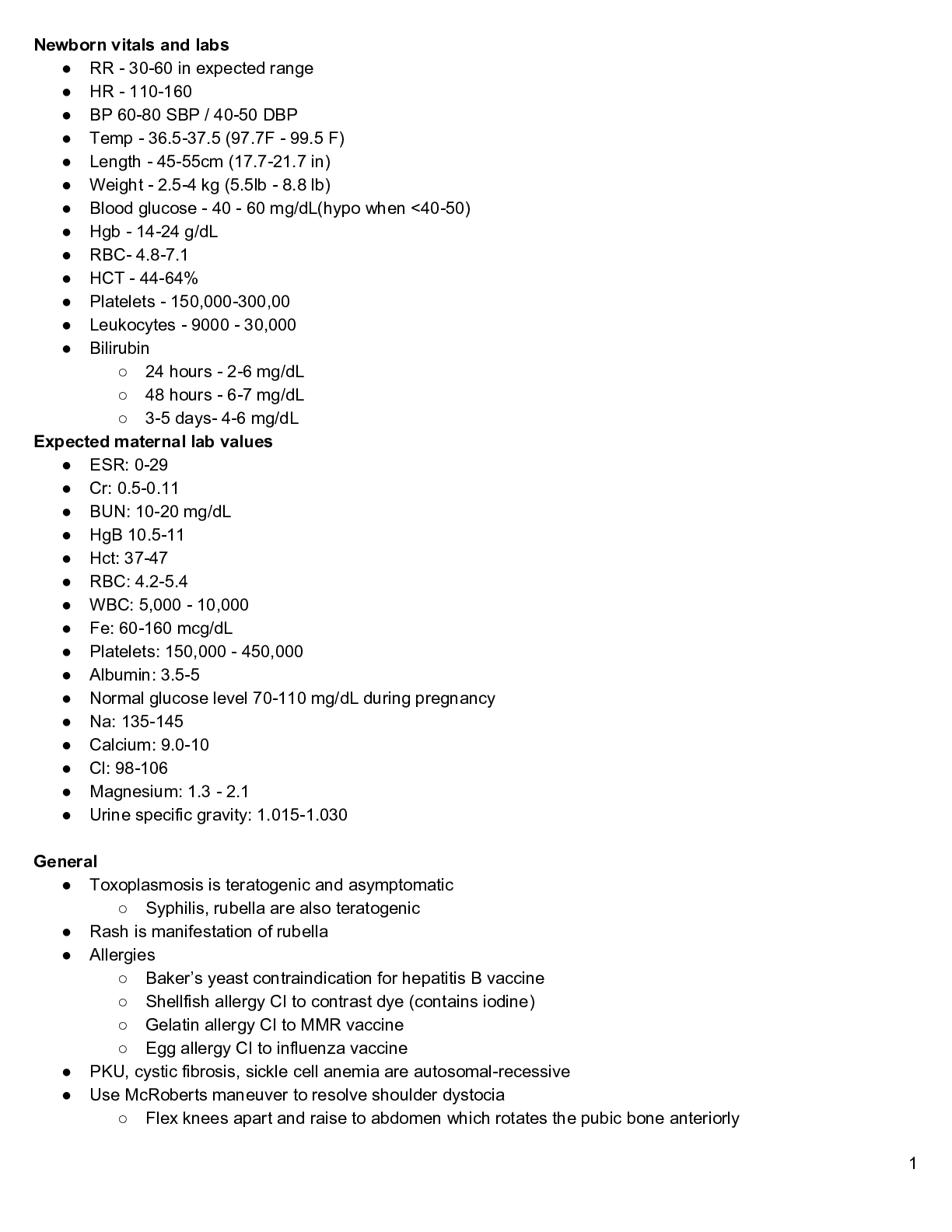 Preview image of ATI Notes for Maternal Newborn document