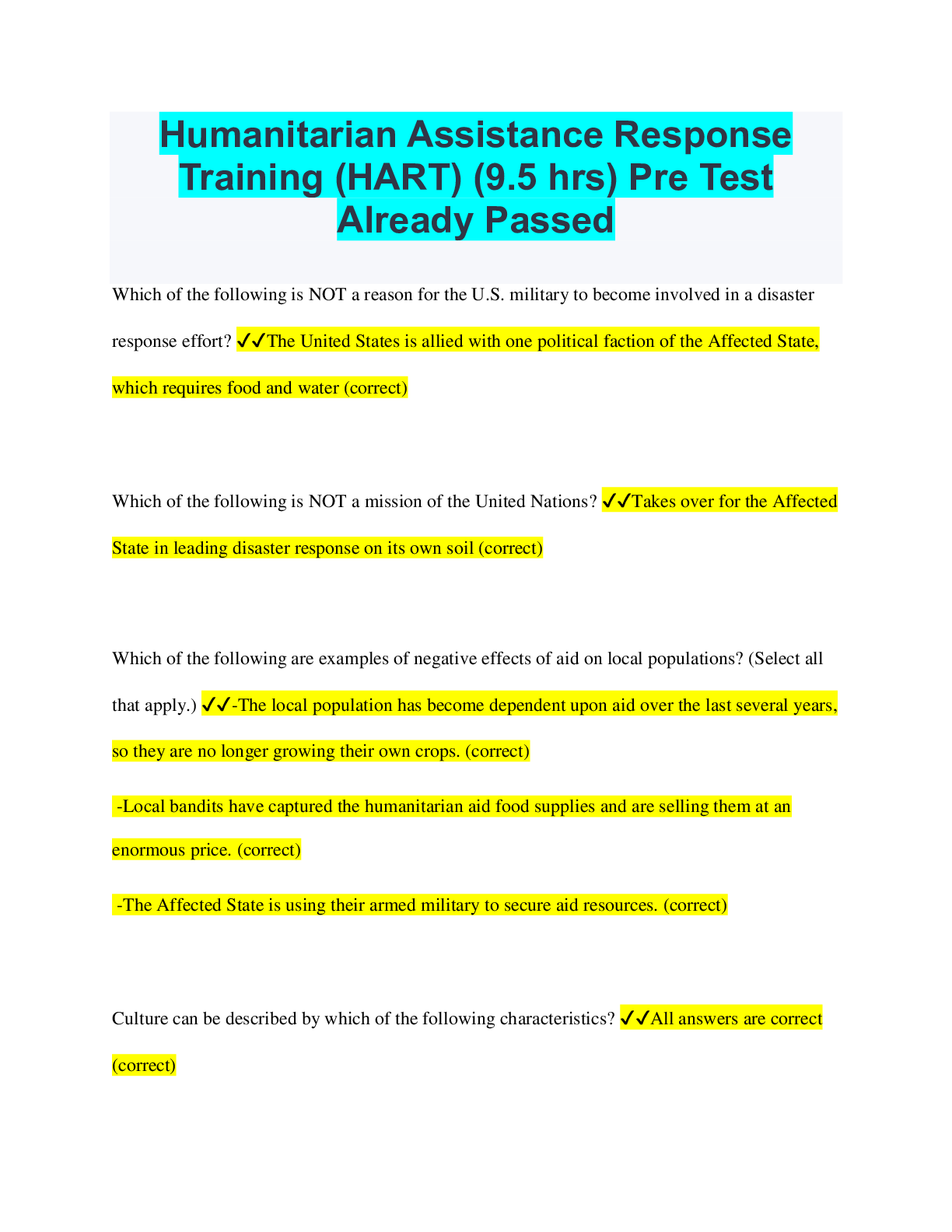 Humanitarian Assistance Response Training Hart 9.5 Hrs – VYJSBI