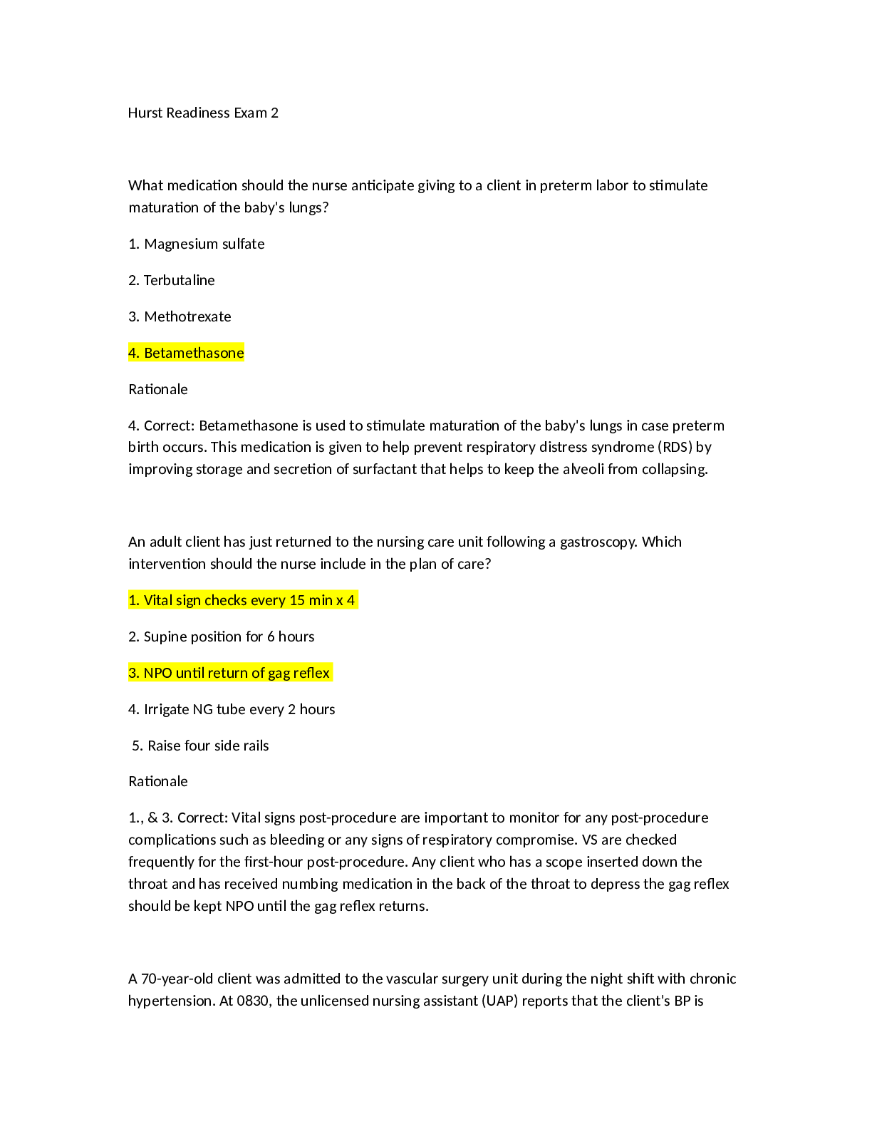 Preview image for Hurst Readiness Exam 2: Questions & Answers. Latest 2023