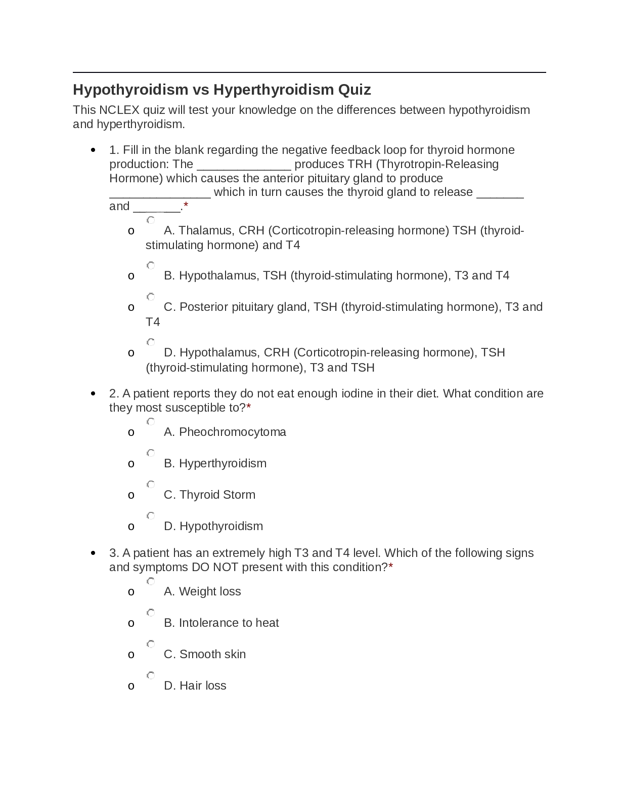 Preview image for Hypothyroidism vs Hyperthyroidism Quiz.docx