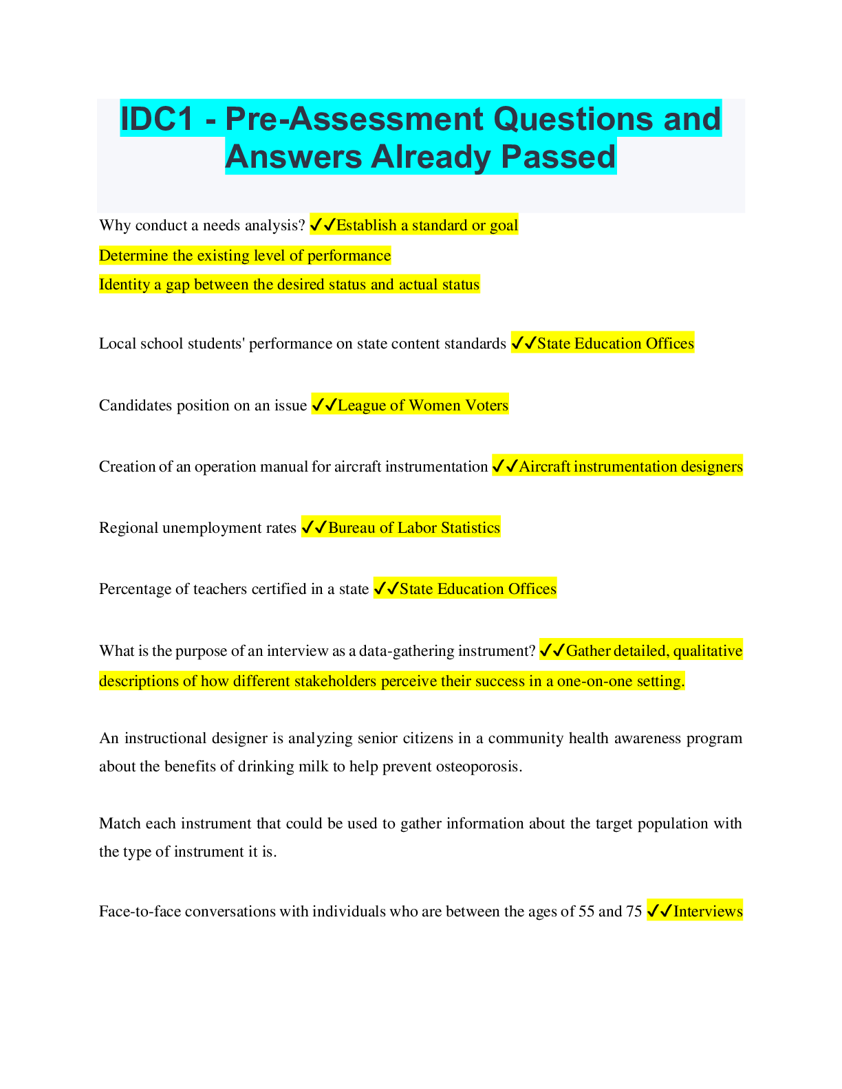 IDC1 - Pre-Assessment Questions and Answers Already Passed ...