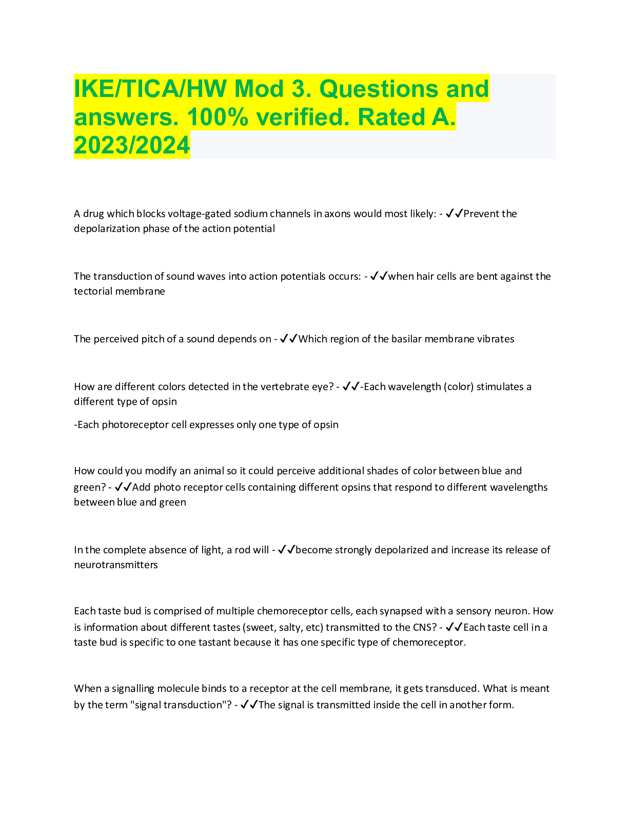 Preview image for IKE/TICA/HW Mod 3. Questions and answers. 100% verified. Rated A. 2023/2024