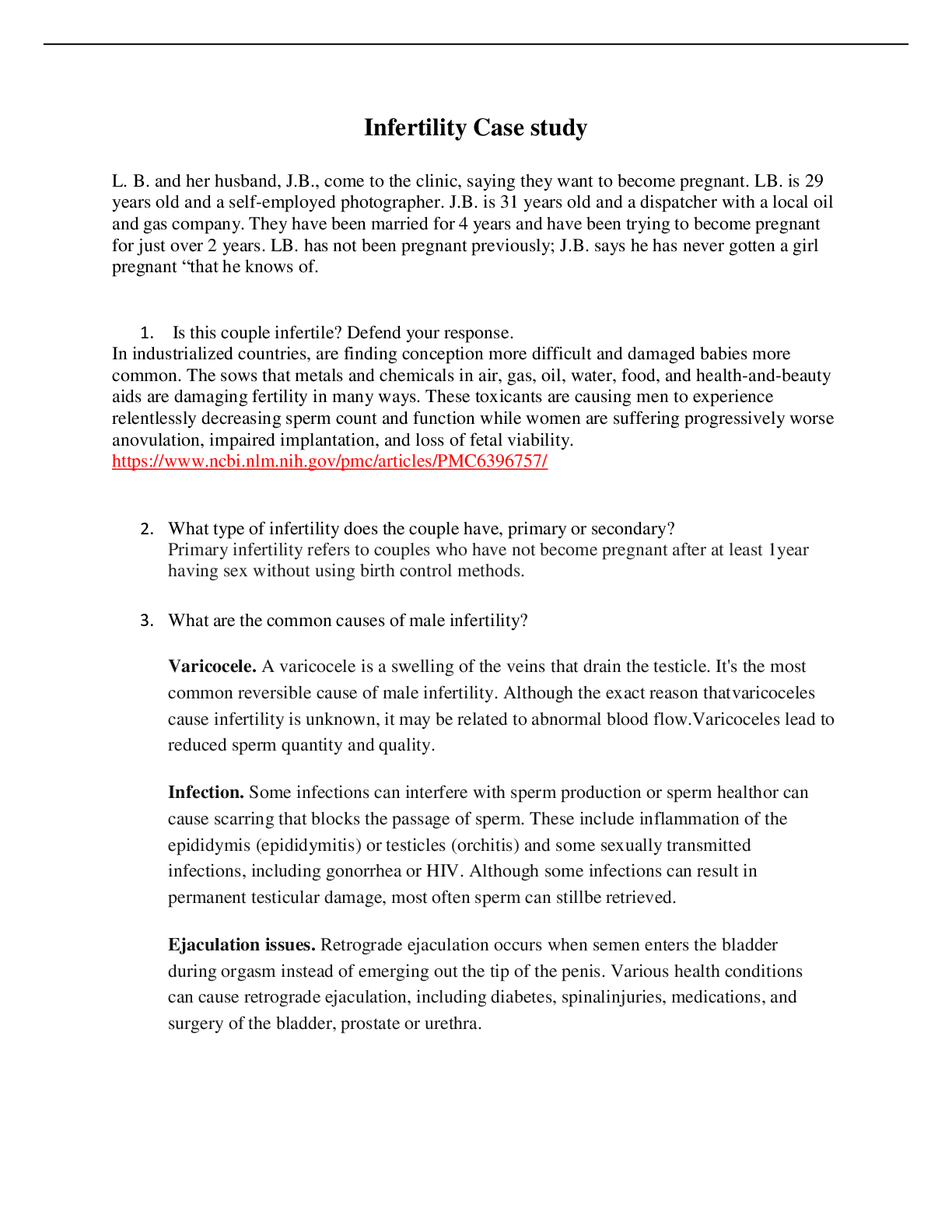 Preview image of NUR 230 Infertility Case Study document