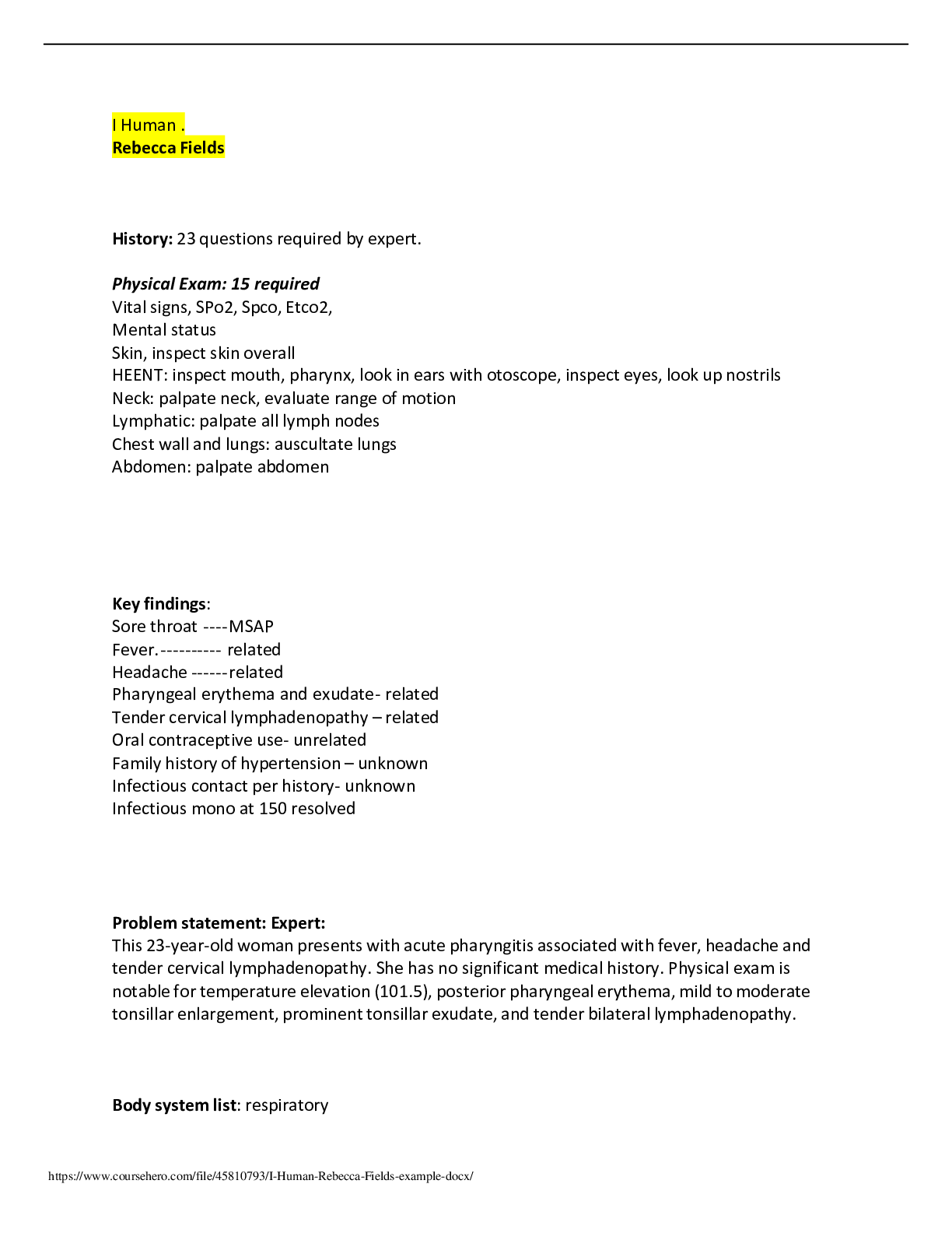 Preview image of I Human, Rebecca Fields Case Study document