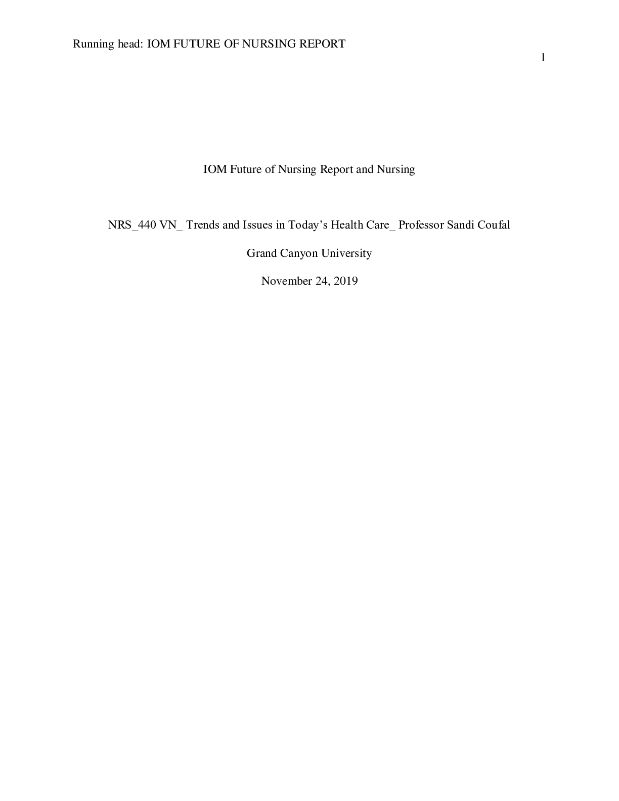 Preview image for NRS 440VN Implementation_of_the_IOM_Future_of_Nursing_Report