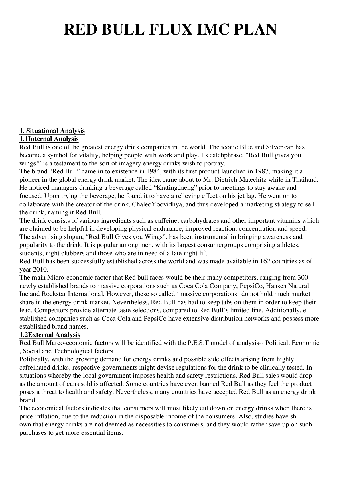 Preview image of Integrated Marketing Communications Plan (Red Bull) document