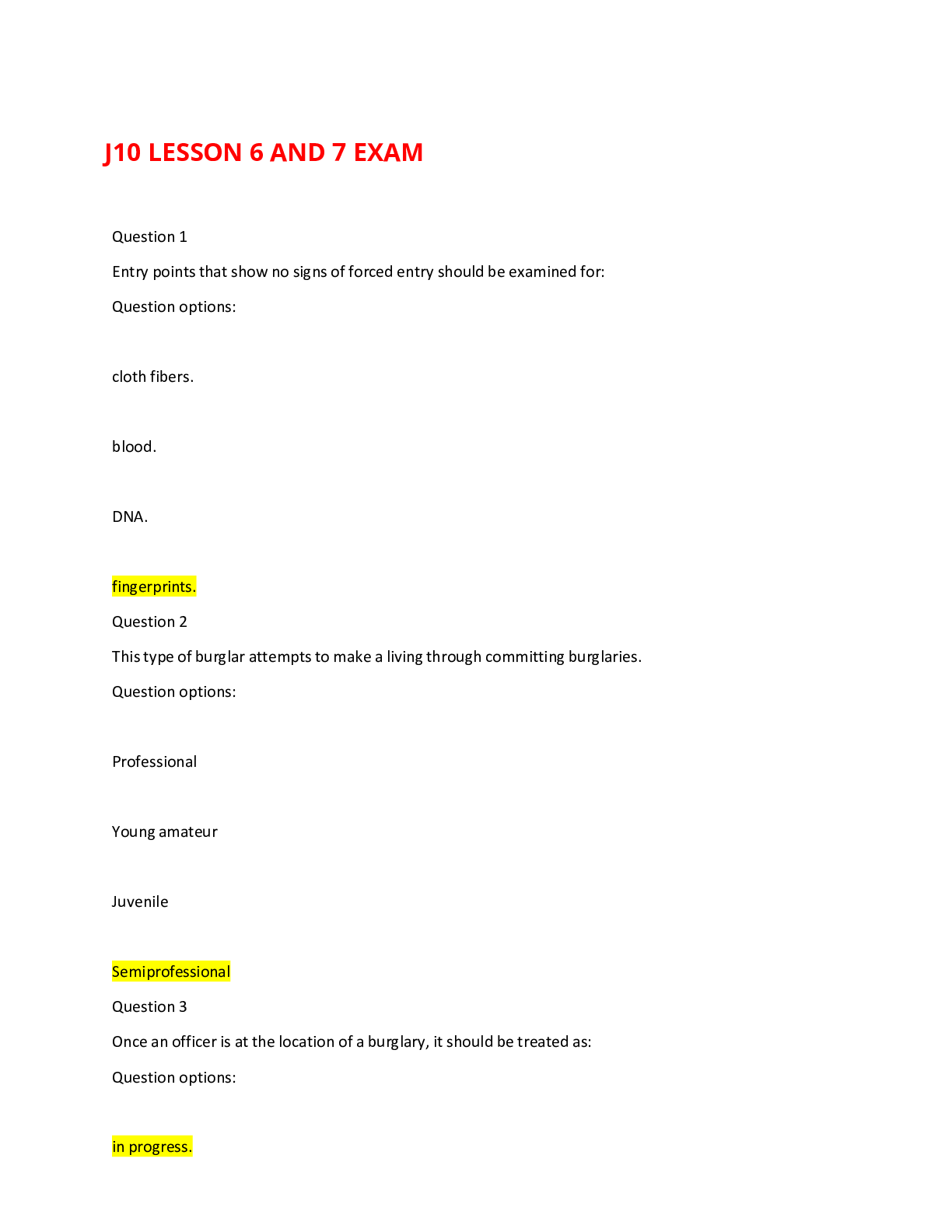 Preview image for Ashworth J10 Criminal Investigation Lesson 6&7 Exam (2021) updated_all answers 100% ✔