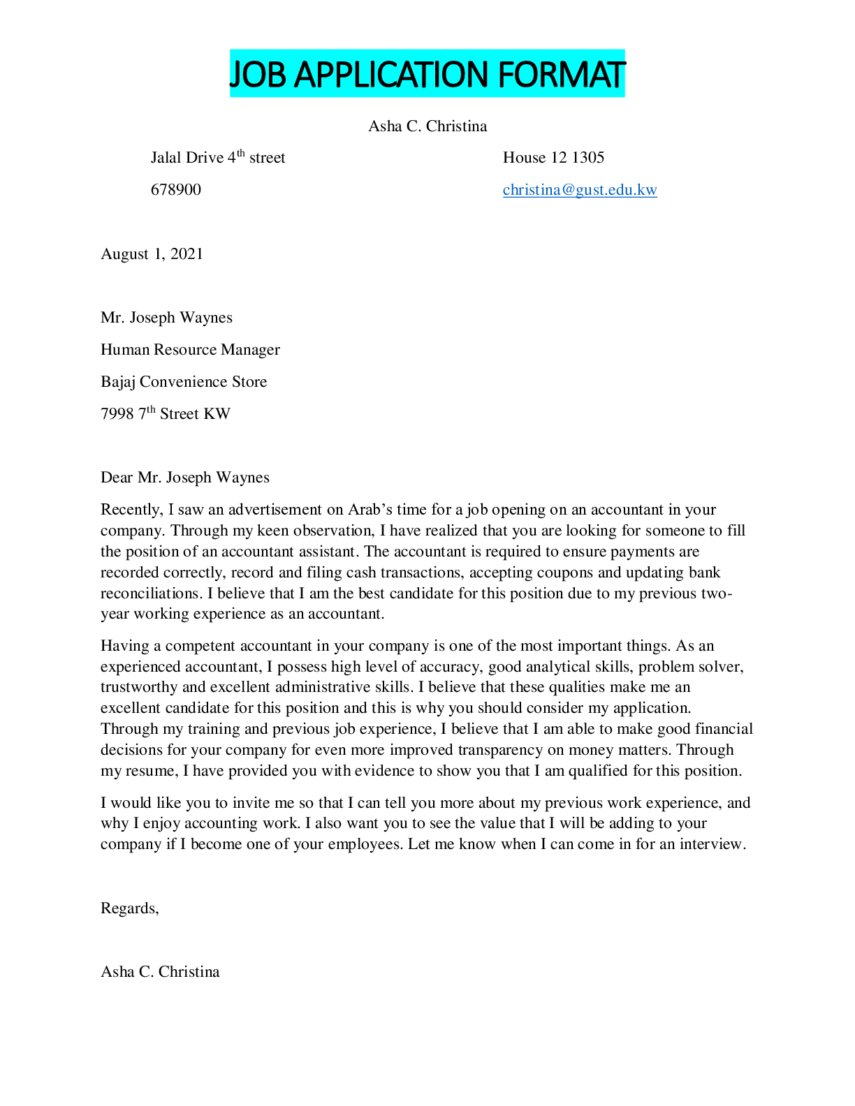 JOB APPLICATION FORMAT (DOWNLOAD FOR CLASS PRACTICE) – Scholarfriends ...