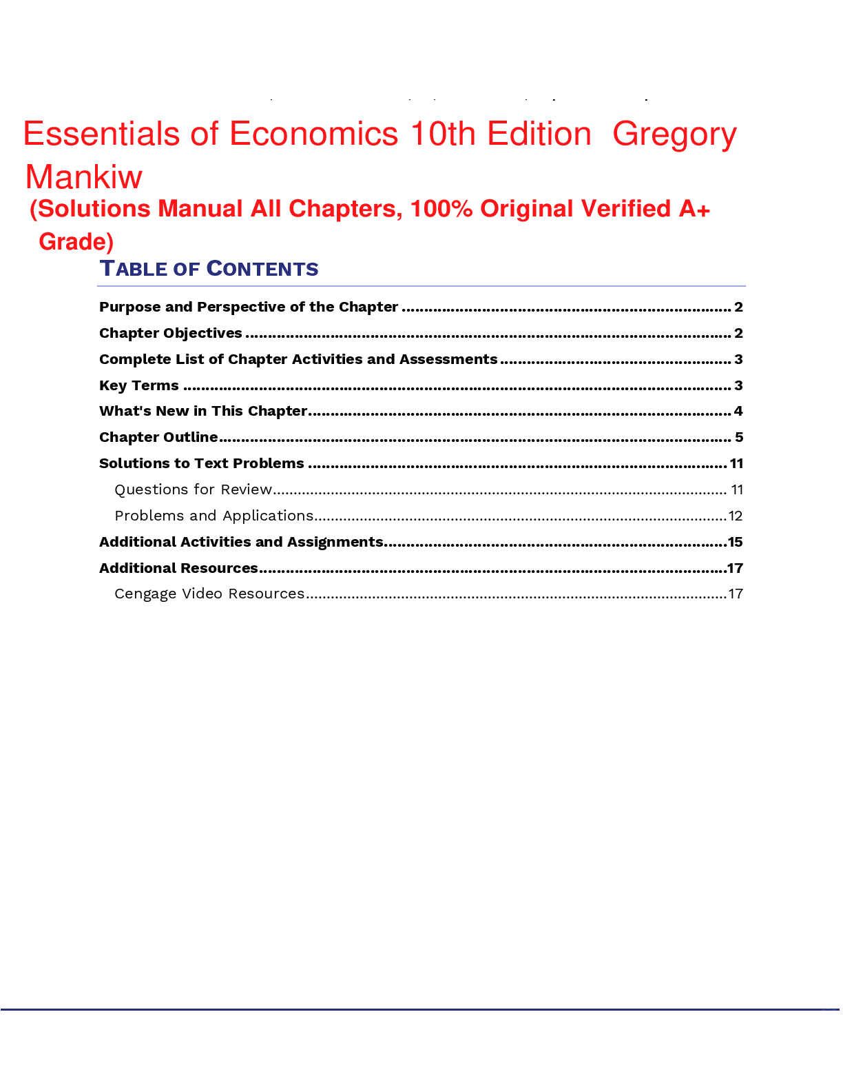 Solutions Manual for Essentials of Economics 10th Edition By Gregory Mankiw