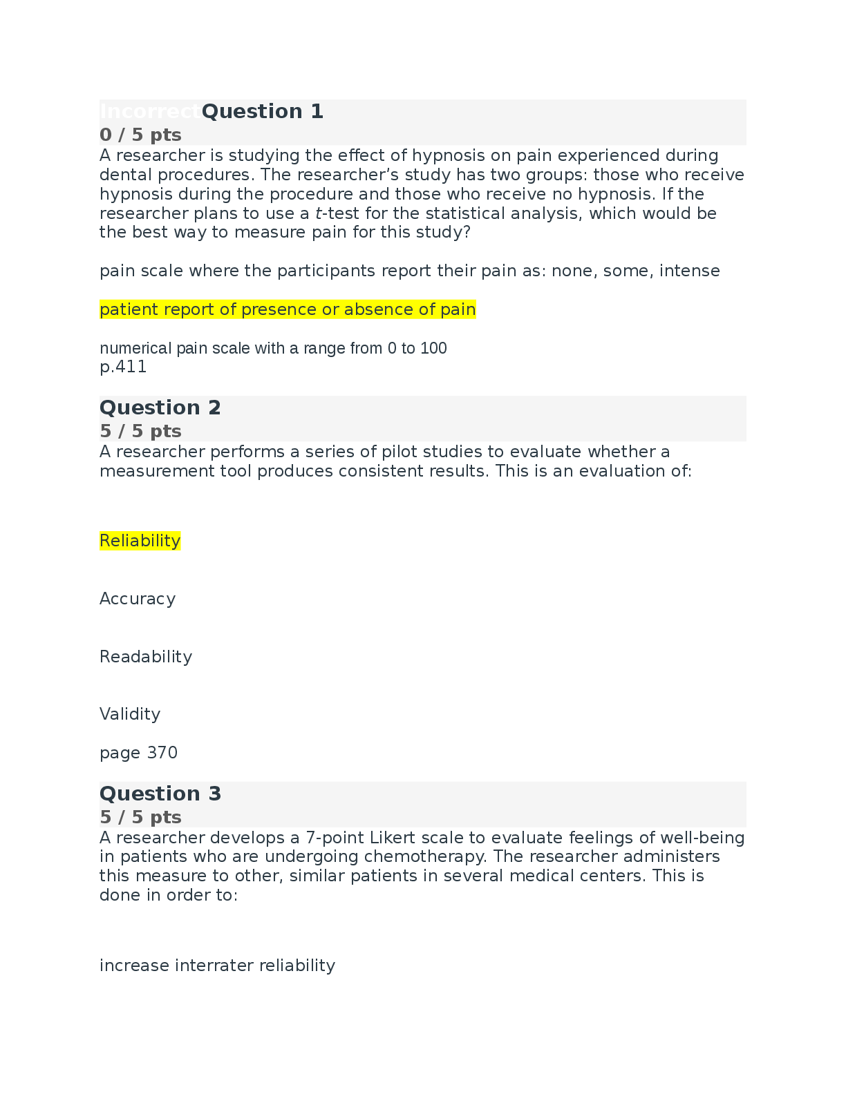 Preview of NURS 5366 Quiz 3 - Questions 1-20