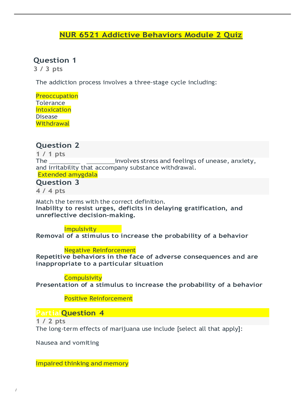 Preview of NUR 6521 Addictive Behaviors Module 2 Quiz
