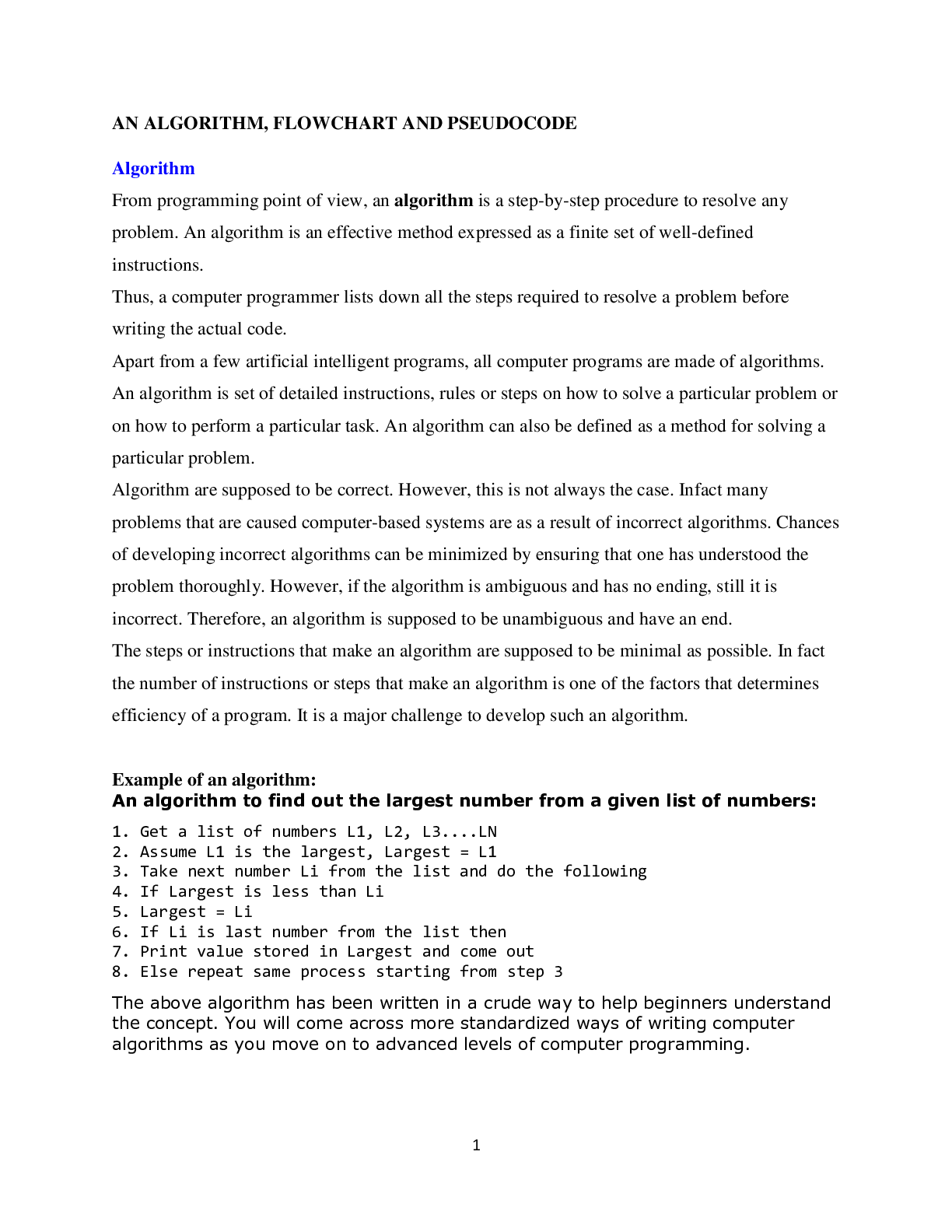 ALGORITHM, FLOWCHART AND PSEUDOCODE - Scholarfriends image.