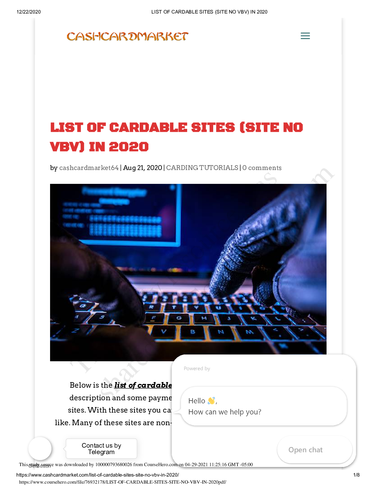 Preview image for LIST OF CARDABLE SITES (SITE NO VBV) IN 2020