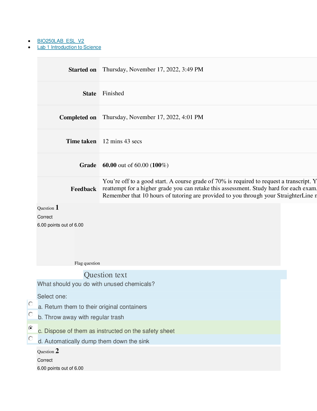 BIO250 Lab 1 Introduction to Science QUIZ[ A+ GRADED] – Scholarfriends ...