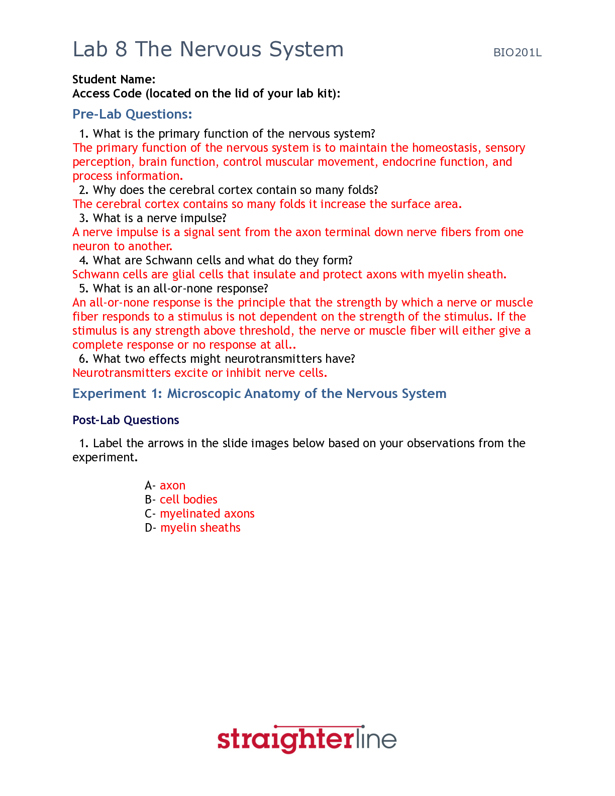 Preview image of BIO 201L Lab 8 worksheet with all Lab Tests document