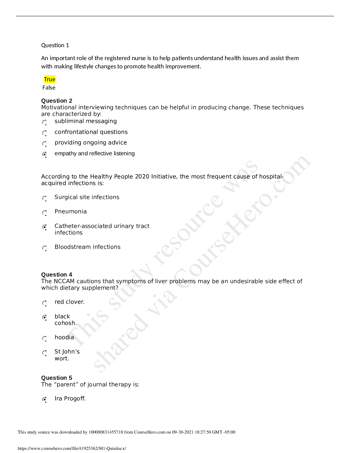 Preview image of RNSG 3345 M1_Quiz.docx. document