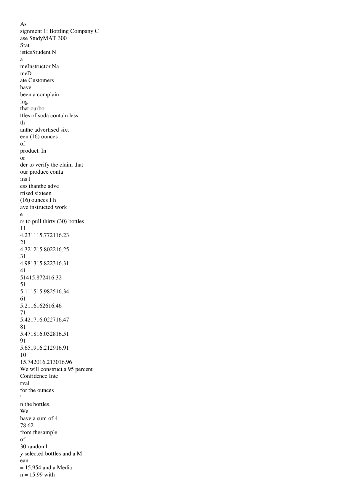 Preview image of [Solved] ASSIGNMENT 1 BOTTLING COMPANY CASE STUDY document