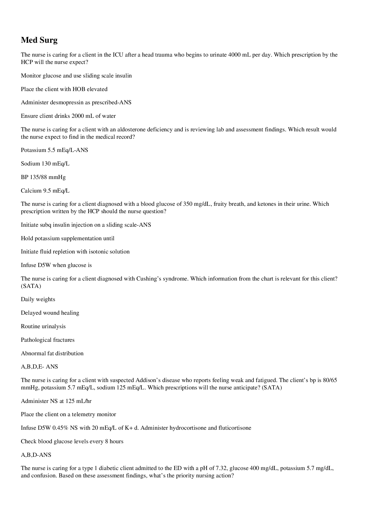 Preview image for Ati Med Surg Proctored Exam - Study Guide 2021 / Questions & Answers