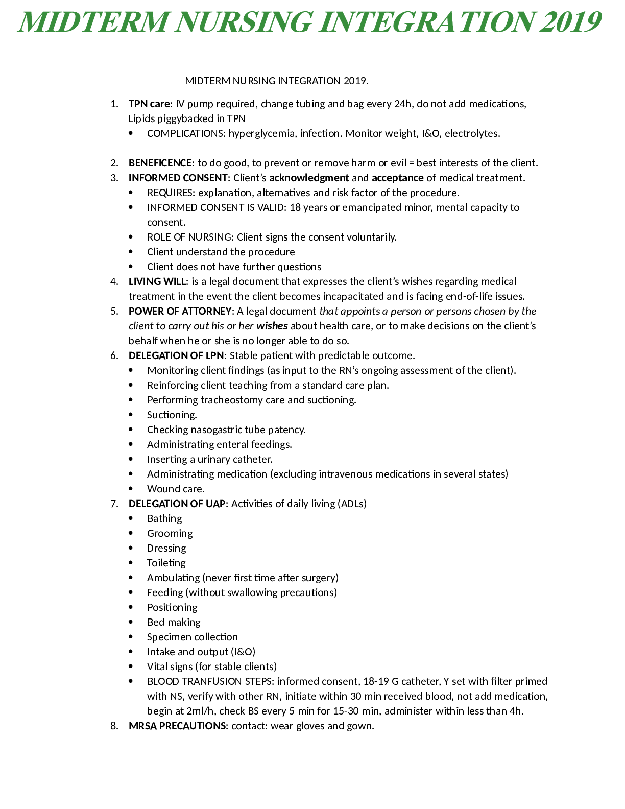 Preview image of MIDTERM NURSING INTEGRATION 2019 document