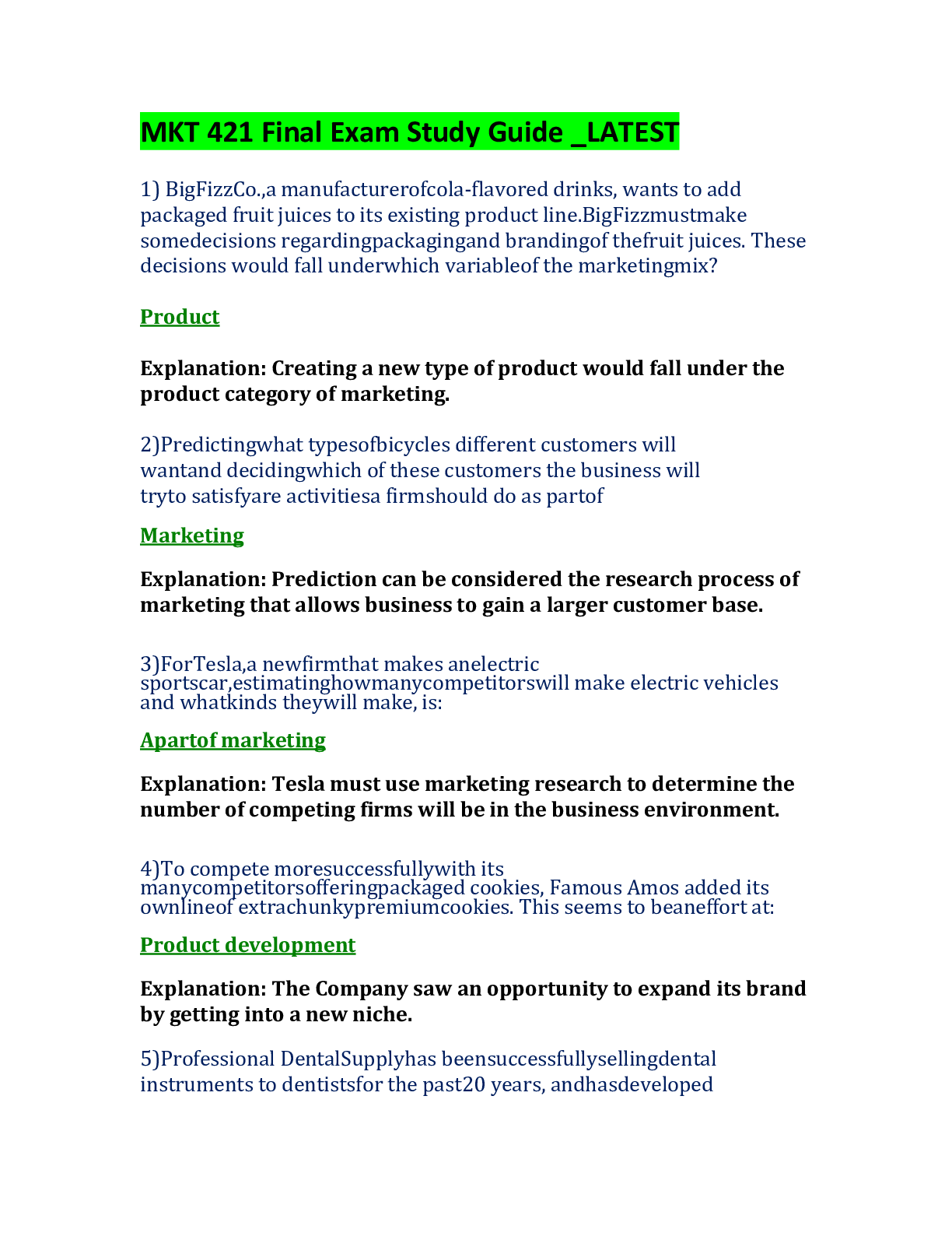 Preview image of MKT 421 Final Exam Study Guide _LATEST,100% CORRECT document