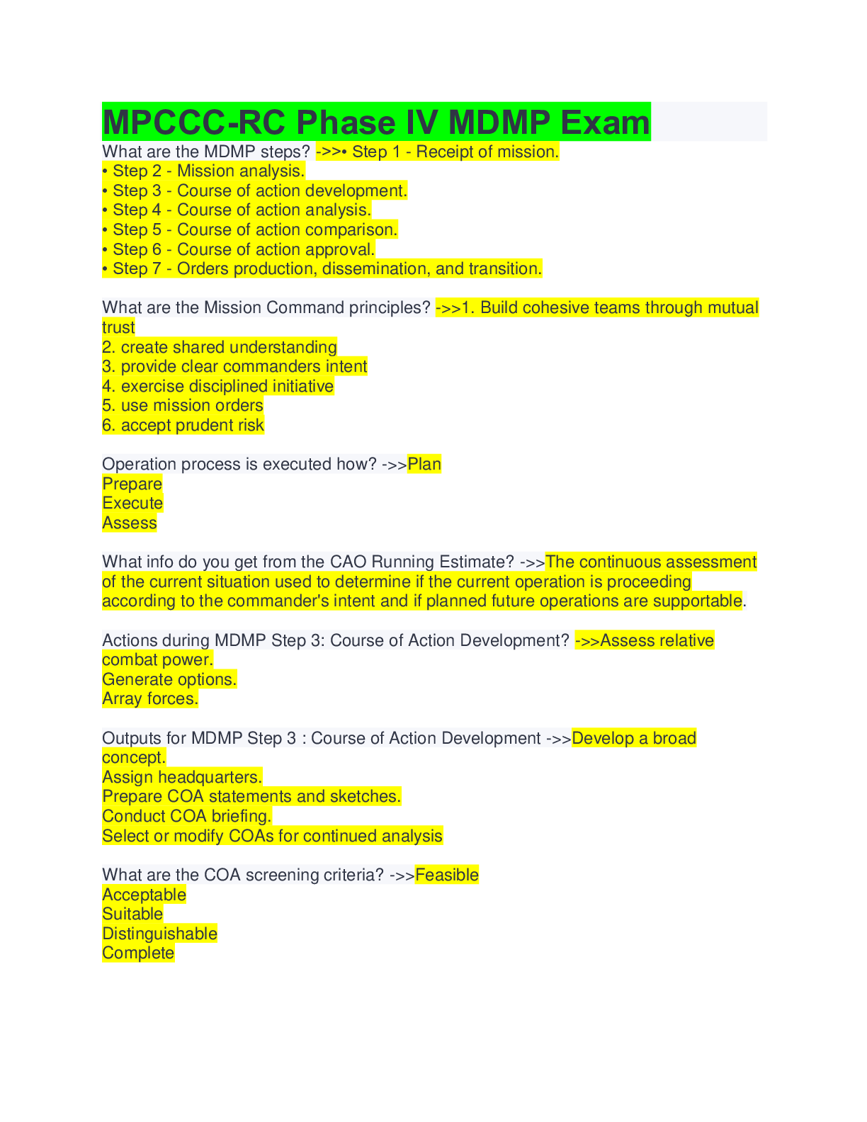 Preview image of MPCCC-RC Phase IV MDMP Exam document