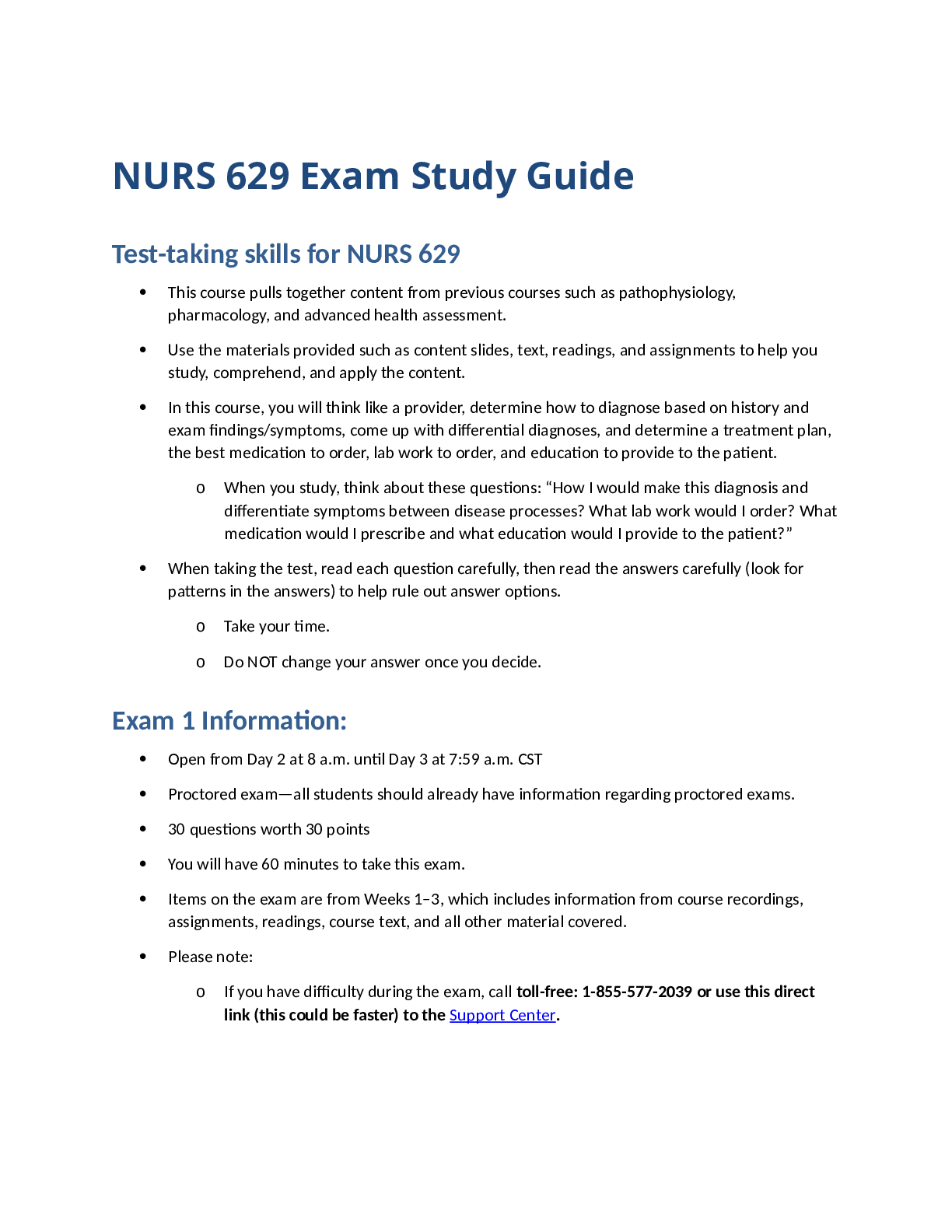 Preview image for NURS 629 Exam Study Guide