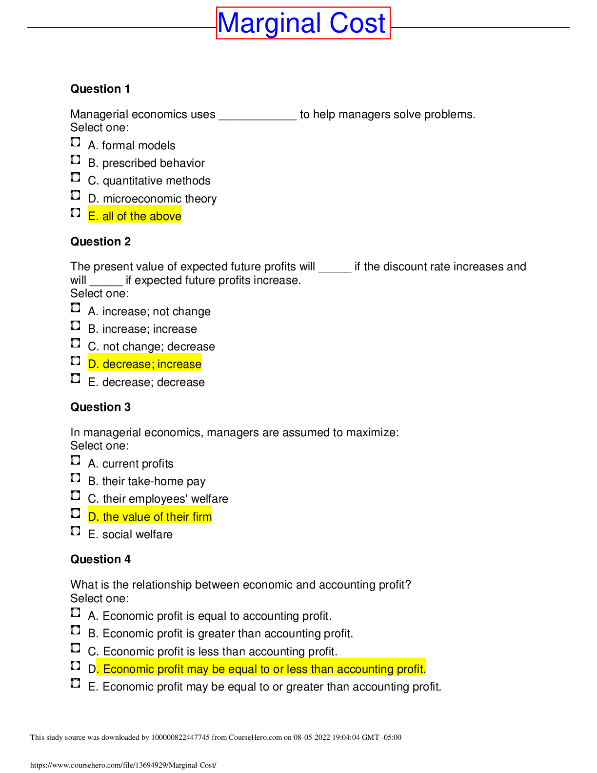 Preview image for   University of California, Los AngelesECON 103Marginal Cost