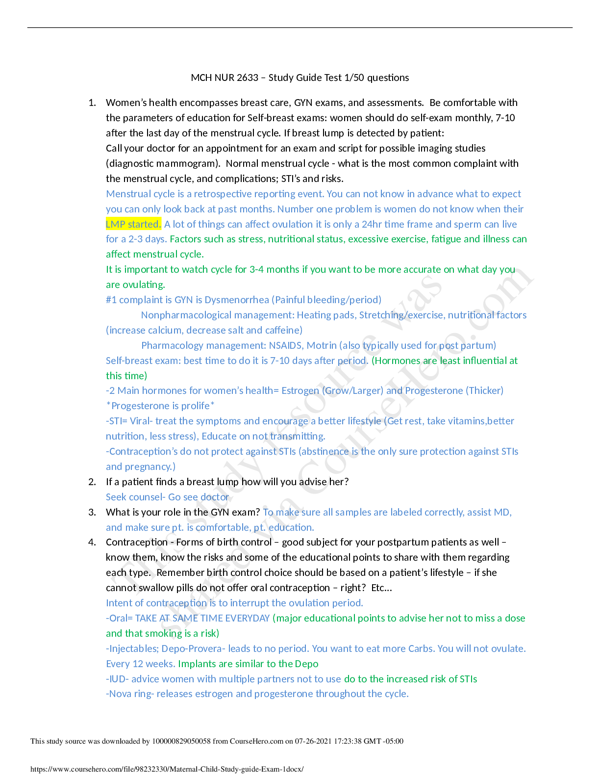 Preview image of Maternal_Child_Study_guide_Exam_1. document