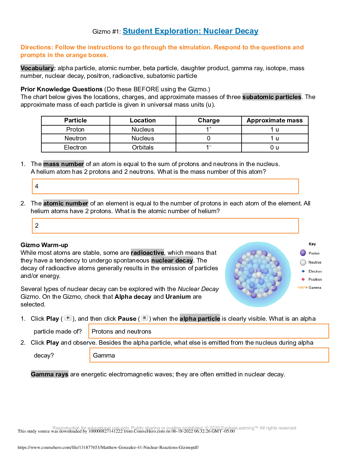 Preview image for Gizmo #1: Student Exploration: Nuclear Decay Matthew_Gonzalez___4.1_Nuclear_Reactions_Gizmo