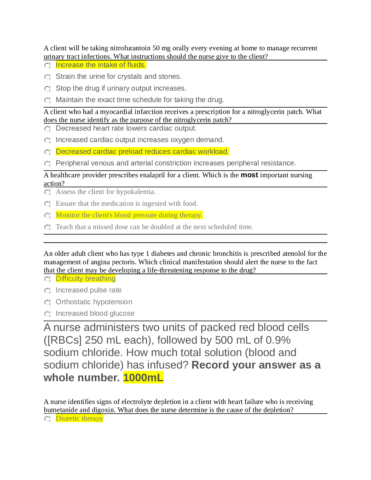 Preview of NURS 1102 Medical-Surgical Drugs EAQ.