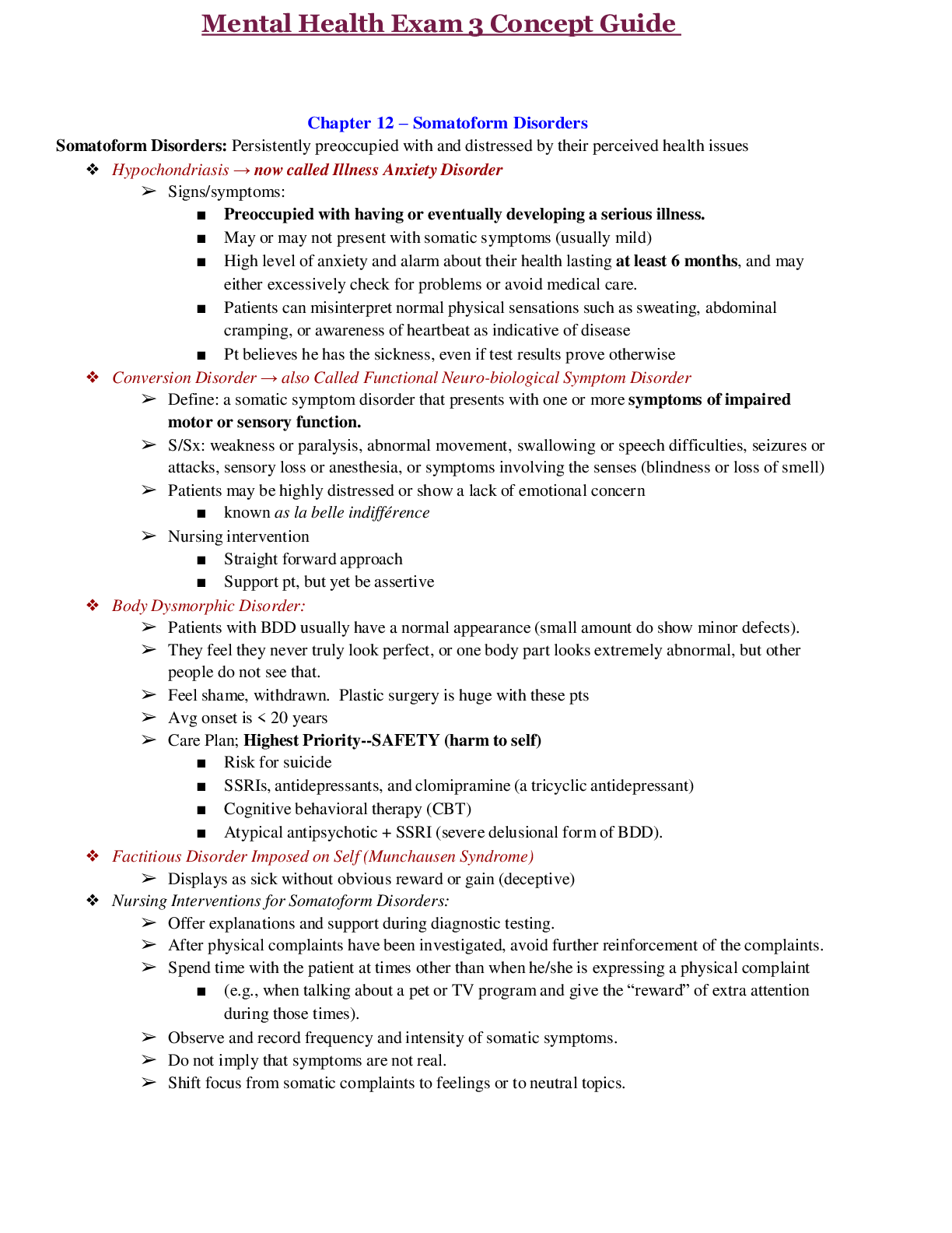 Preview image of Mental Health Exam 3 Concept Guide document