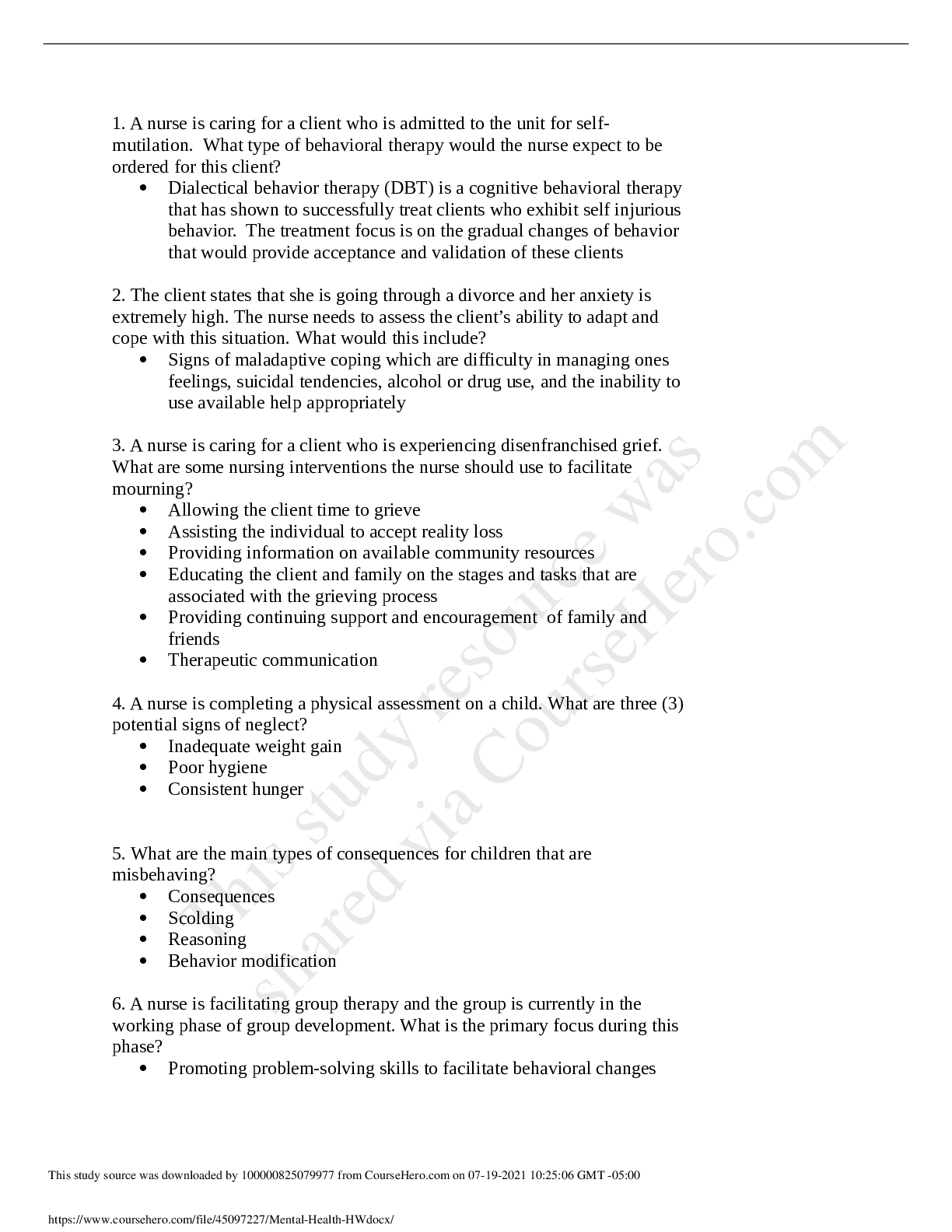 Preview of Capstone Mental health (100% ACE) Questions and Answers | Download To Score A