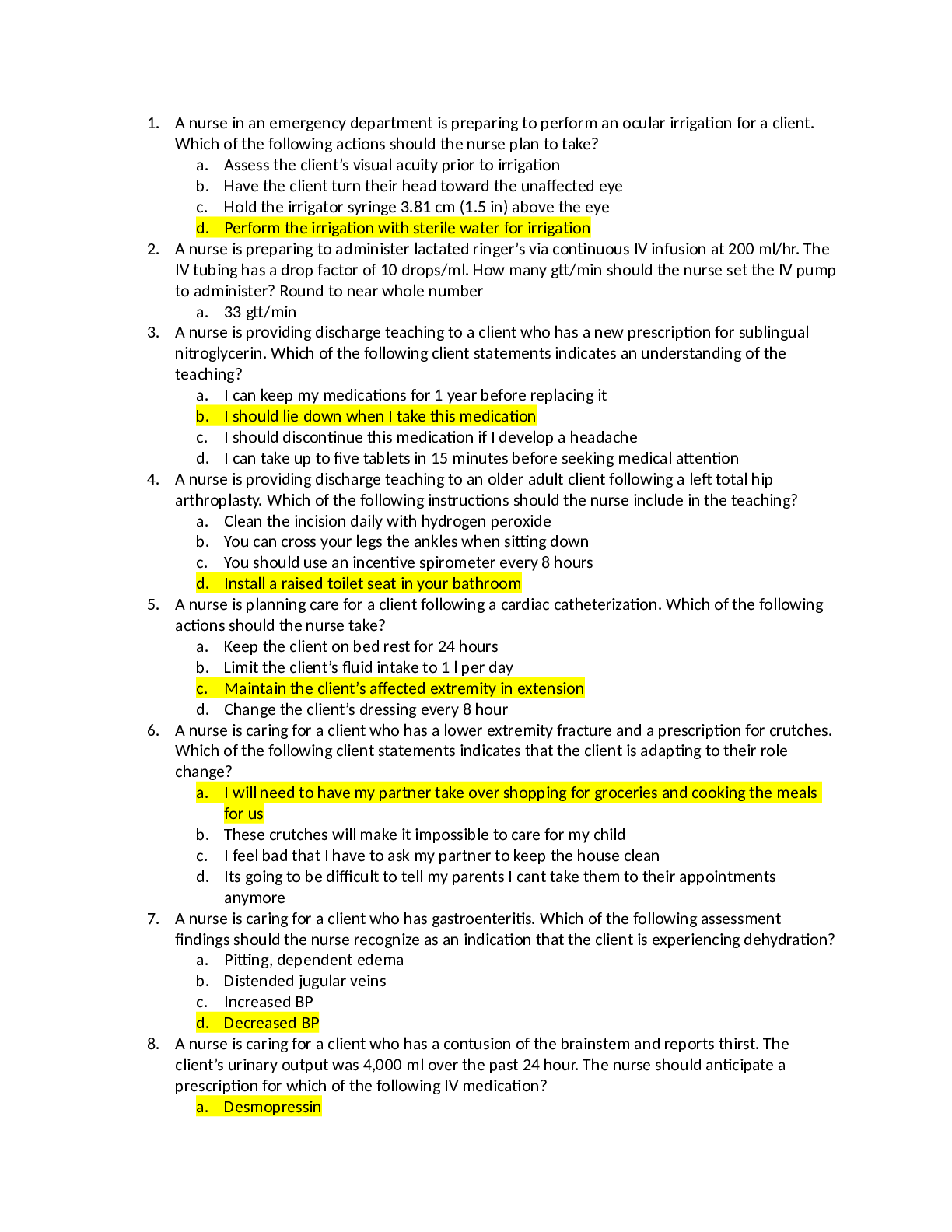 Preview image for NURSING 480-MED SURG ATI PROCTORED EXAM-with 100% verified answers-2022-2023